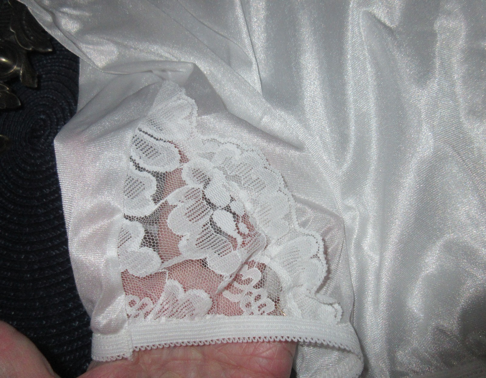 NOS VANITY FAIR 13001 WHITE SISSY hi waist GRANNY LACE leg panties sz 12/5XL