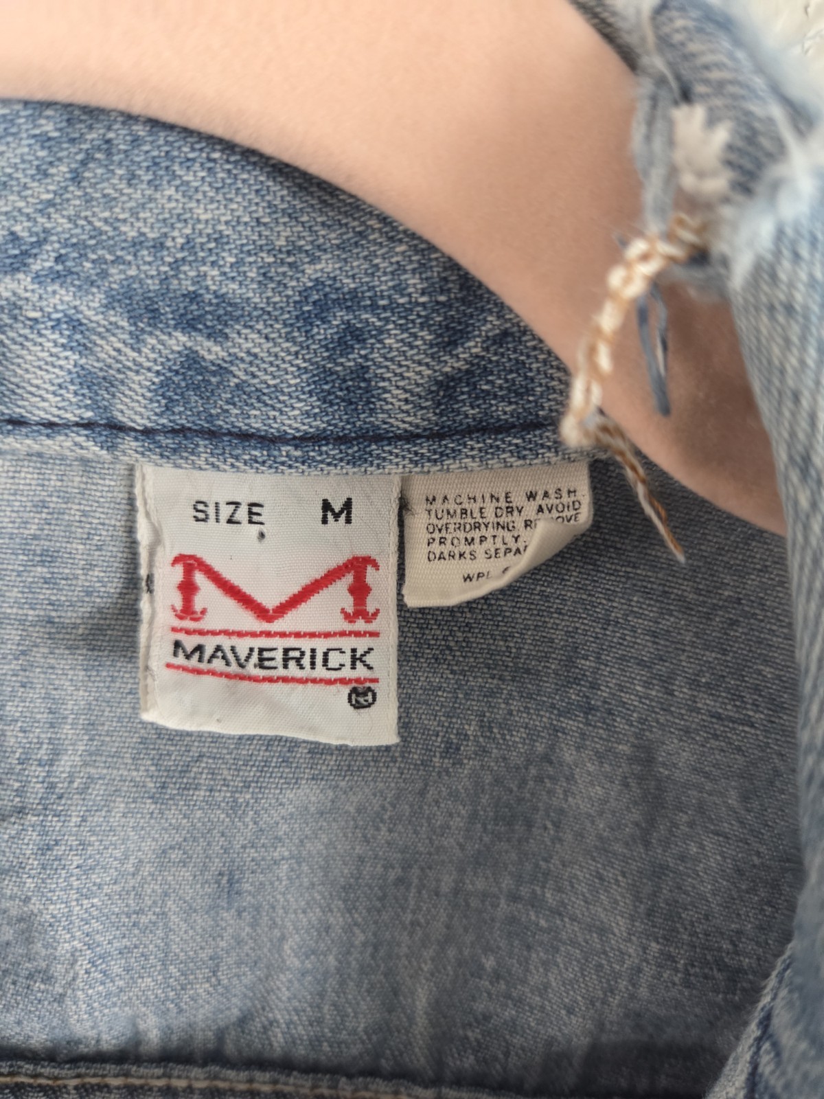 Vintage Maverick White Label Distressed Denim Jacket Medium Y2K