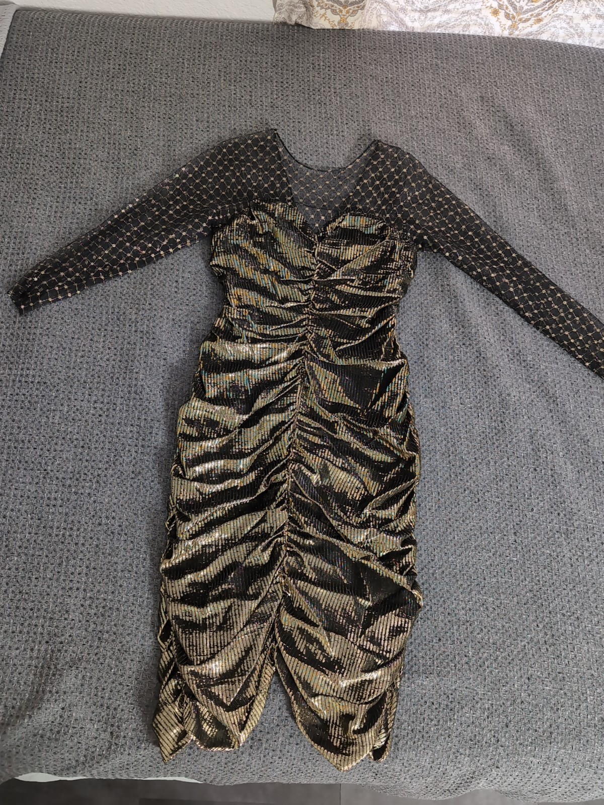 Vintage New Leaf By Samir Metallic Gold Mesh Shimmery Cocktail Party Dress 11/12