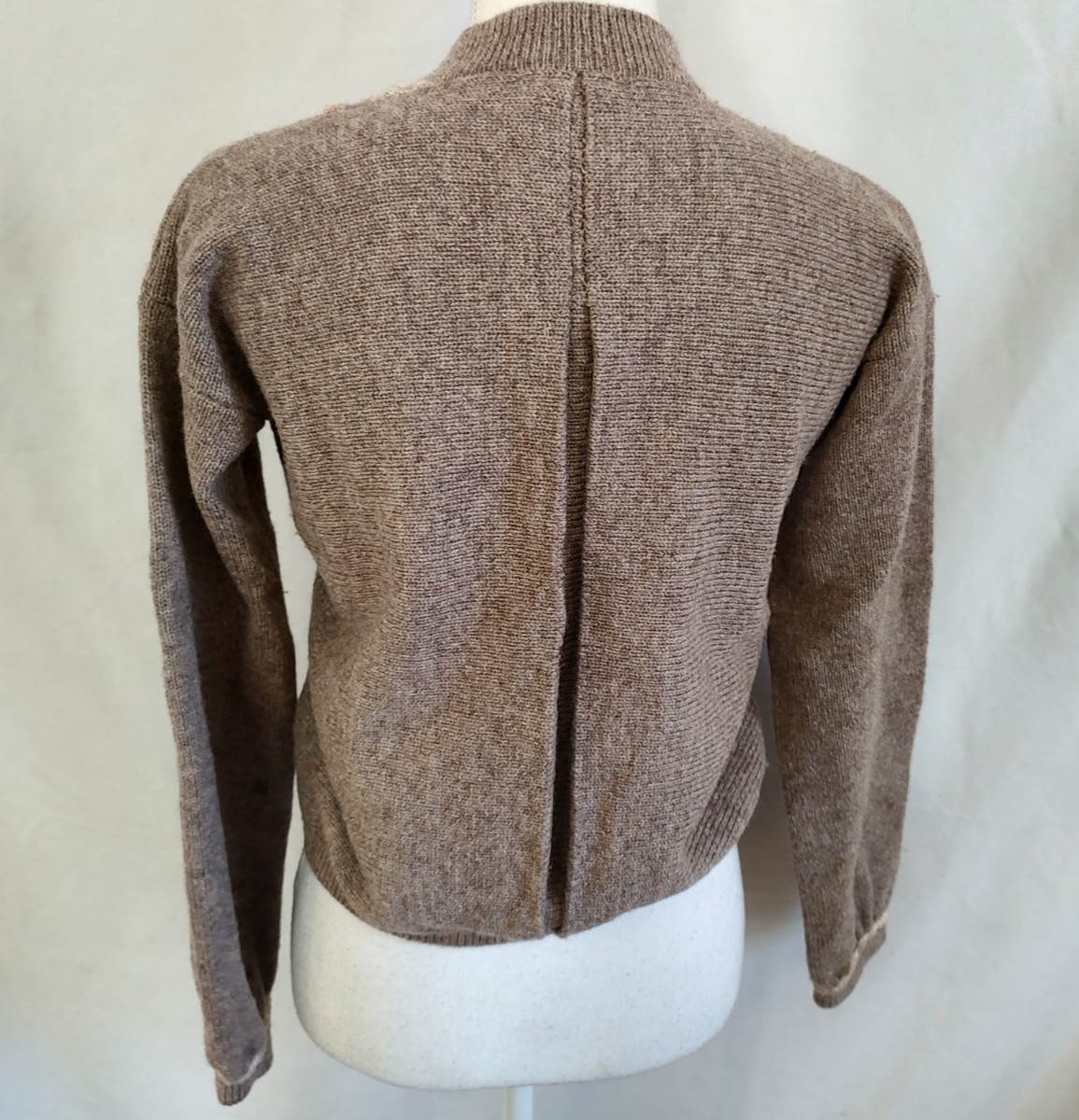 Vintage 60&rsquo;s Angie Dix Sweater Cardigan 100% New Wool Fancy Knit Rose Gray Small
