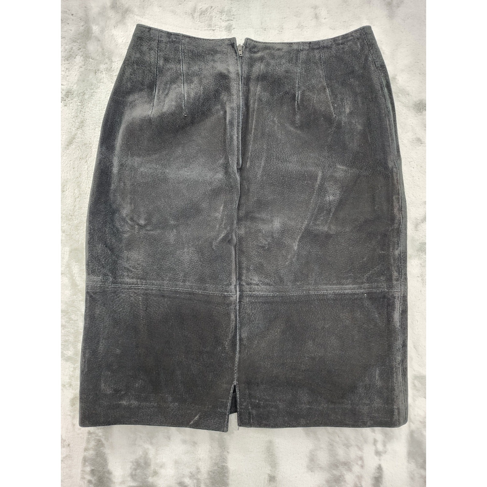 Vintage 90s Perspective Leather Straight Cut Pencil Skirt Size 7 Black W26 Lined