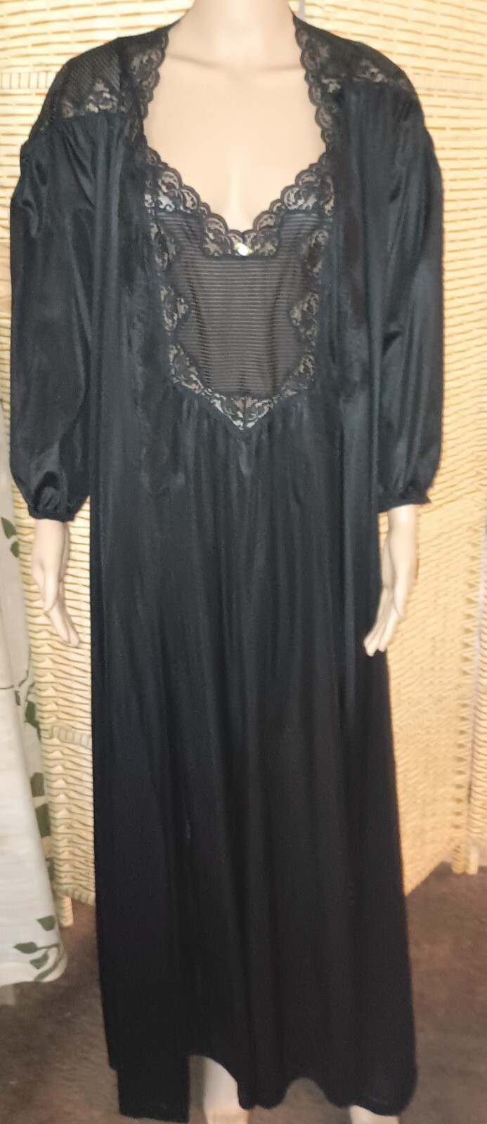 Vtg Diane Von Furstenberg 1970&rsquo;s Rare Black Intimate Sleepwear Set Sz M-L