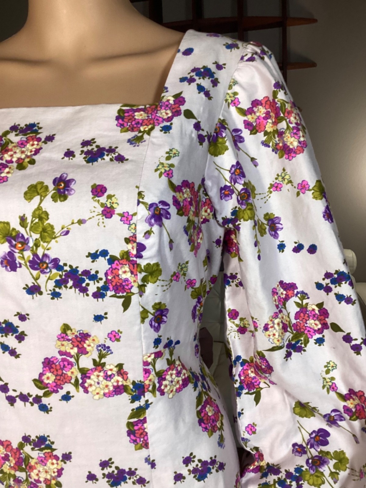 Vintage 70’s Handmade Floral Ruffle Prairie Maxi Dress Boho Hippie