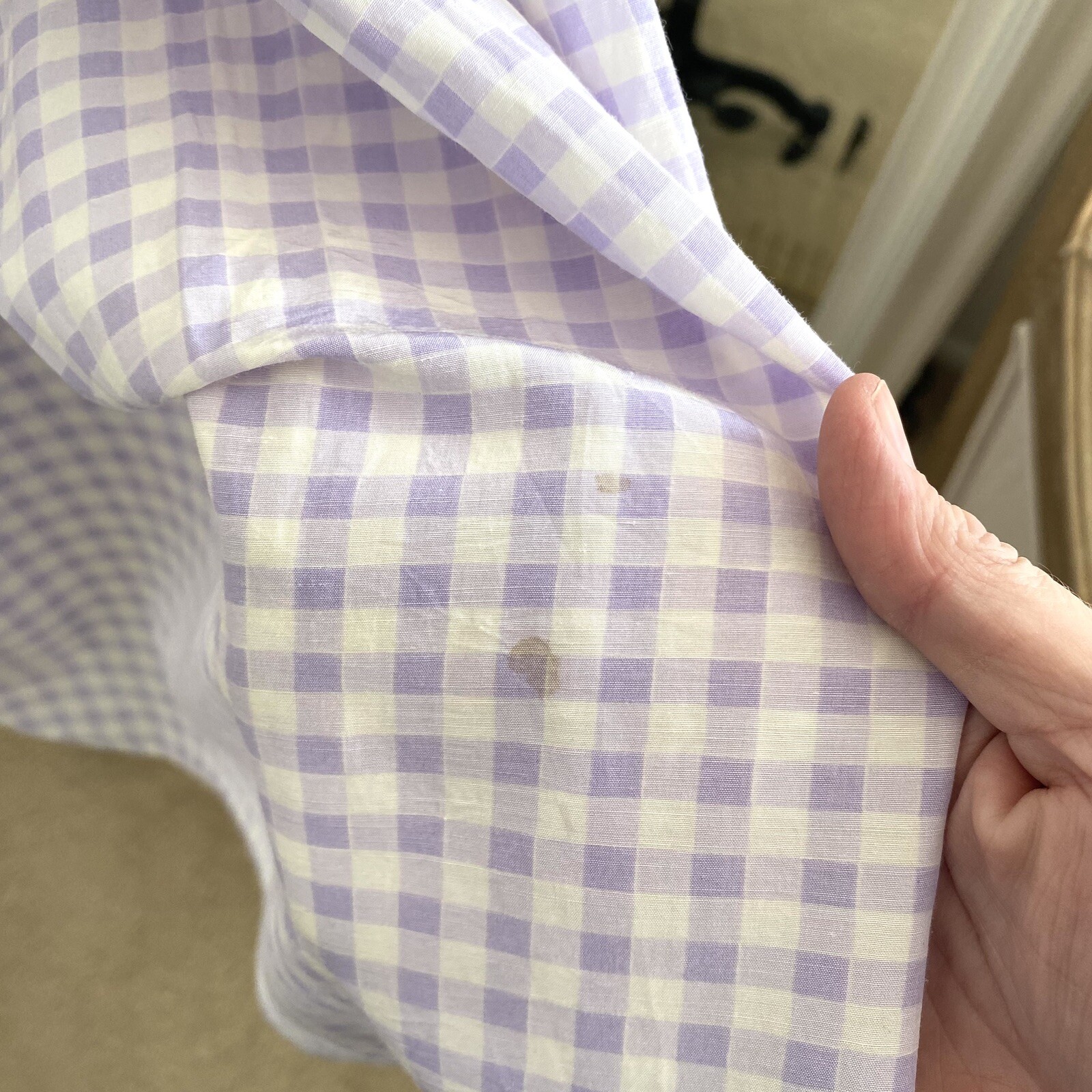Vintage 50s Lavender Purple Full Gingham Skirt Cute Cottage Core 26&Prime; Waist