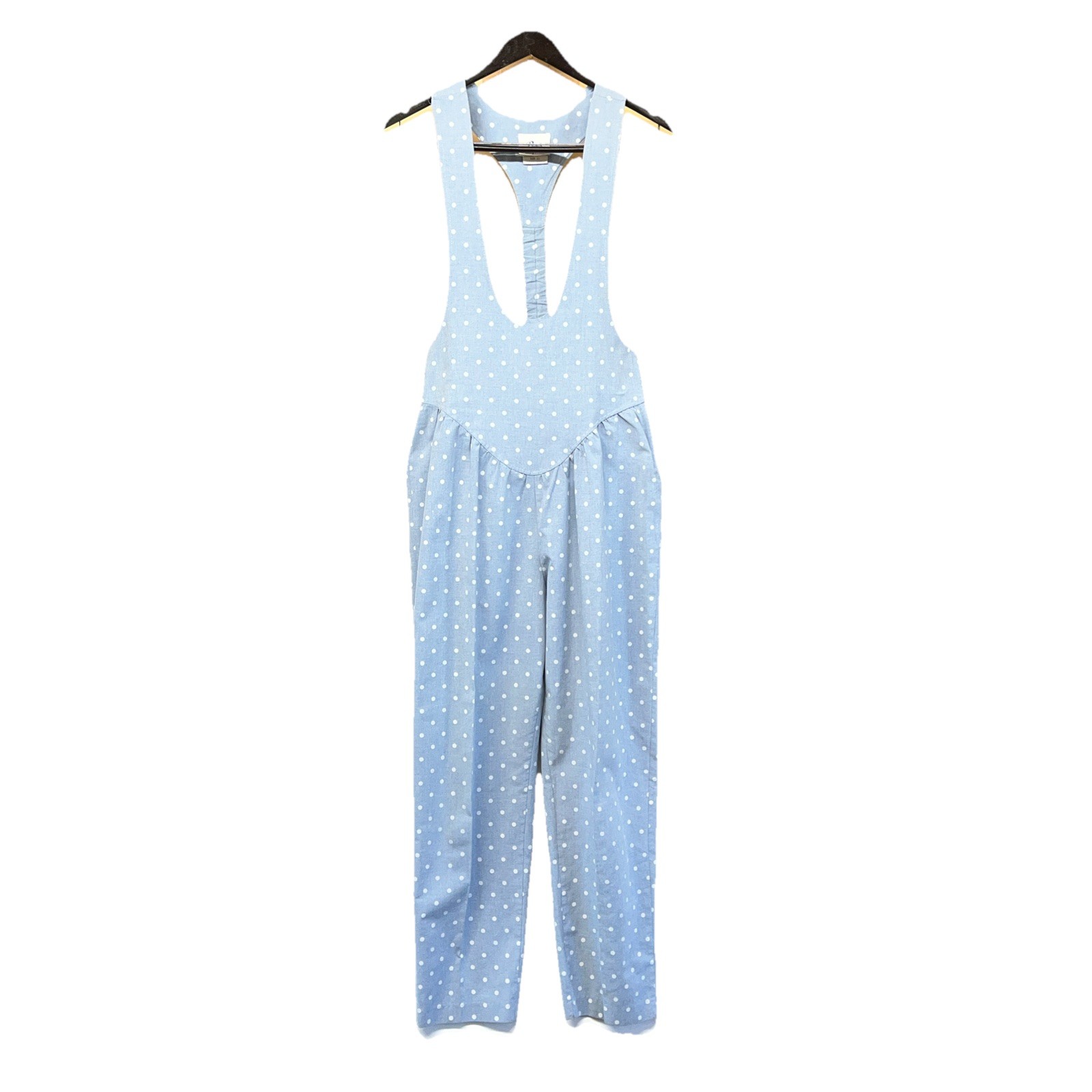 Vtg 80s Byer Romper Jumpsuit Women&rsquo;s 8 Blue Polka Dot Boho USA Flirty Cottage