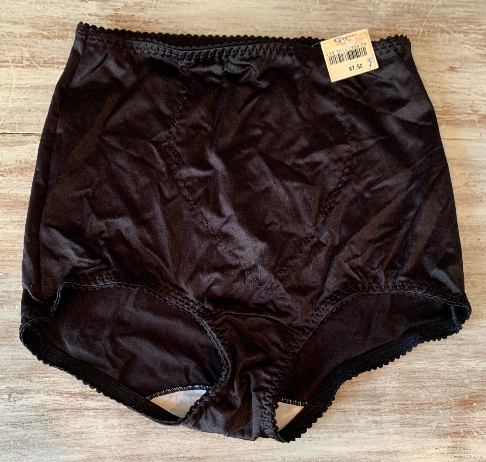 Vtg Soft Skins Light Control JC Penney Black Nylon Spandex Panty #3013 Sz L NEW