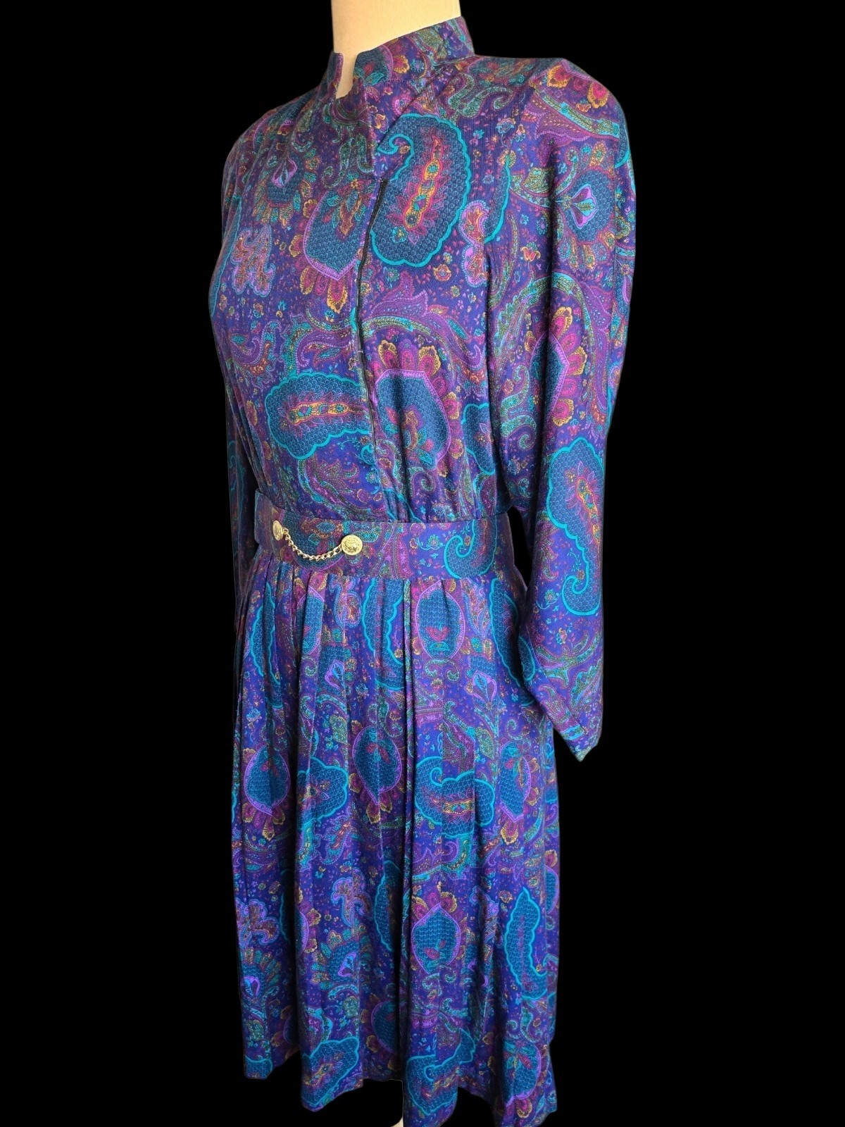 Vintage 80s Secretary Geek Long Sleeve Dress Sz 10