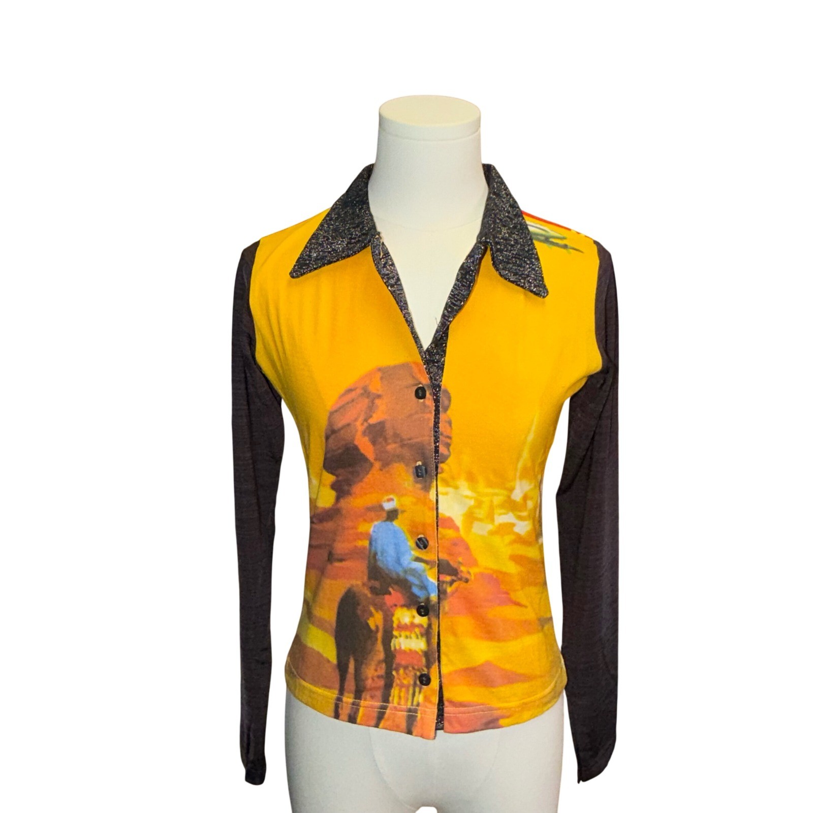 Vintage Custo Barcelona Egypt Sphinx Space Print Top Y2K Deadstock NWT Medium