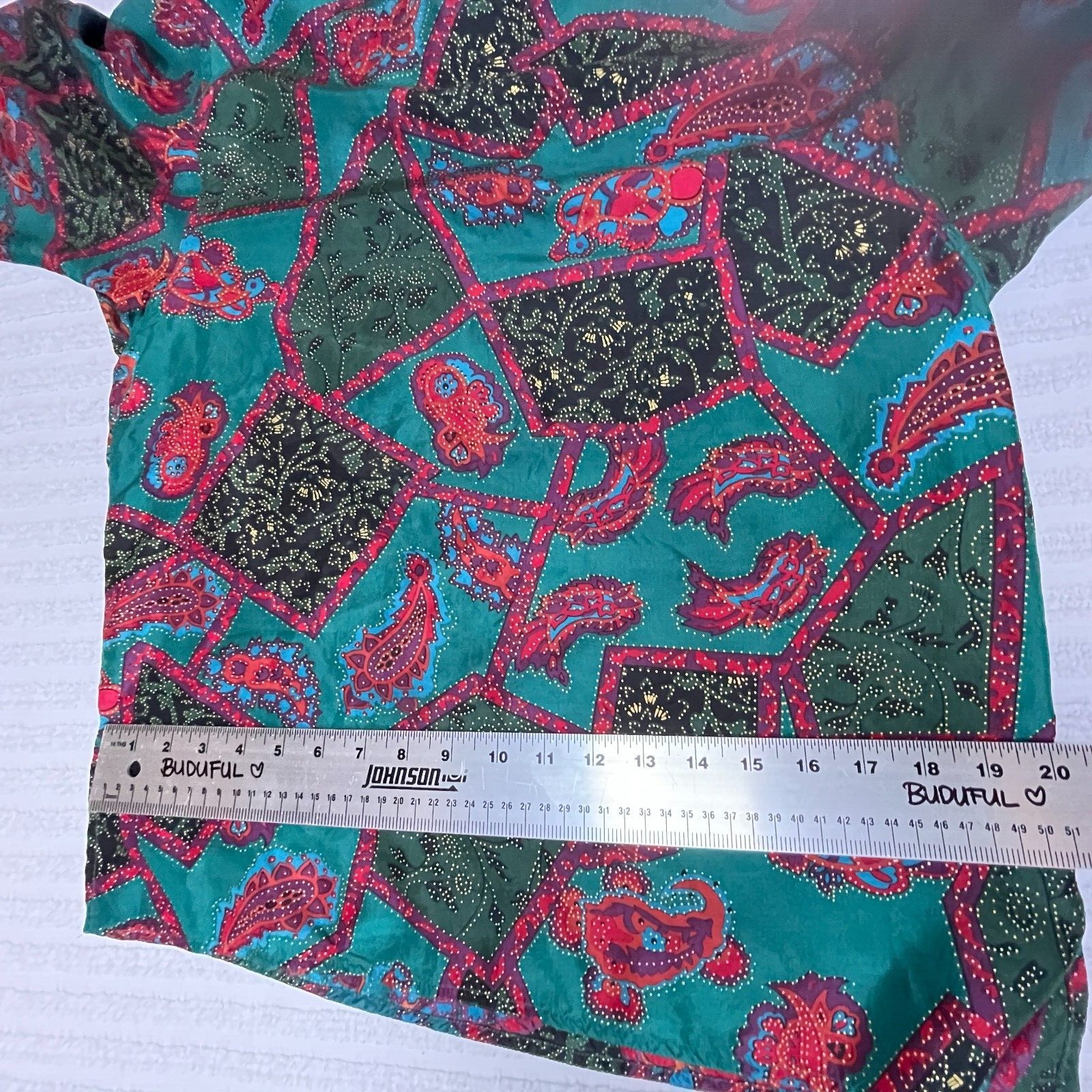 Rafaella Womens Small Long Sleeve Mixed Paisley Print Silk Blouse Top Multicolor