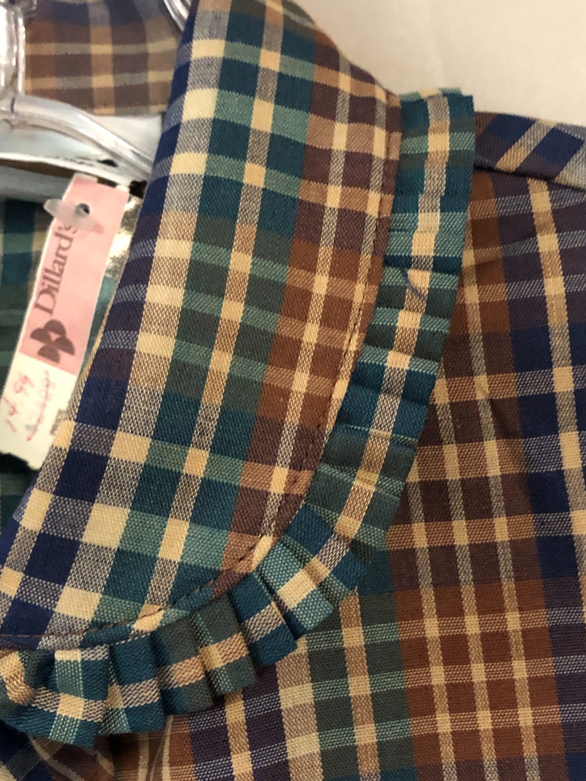 Vintage Russ Togs Plaid Button Down Top Deadstock Size 8 Shirt ILGWU USA