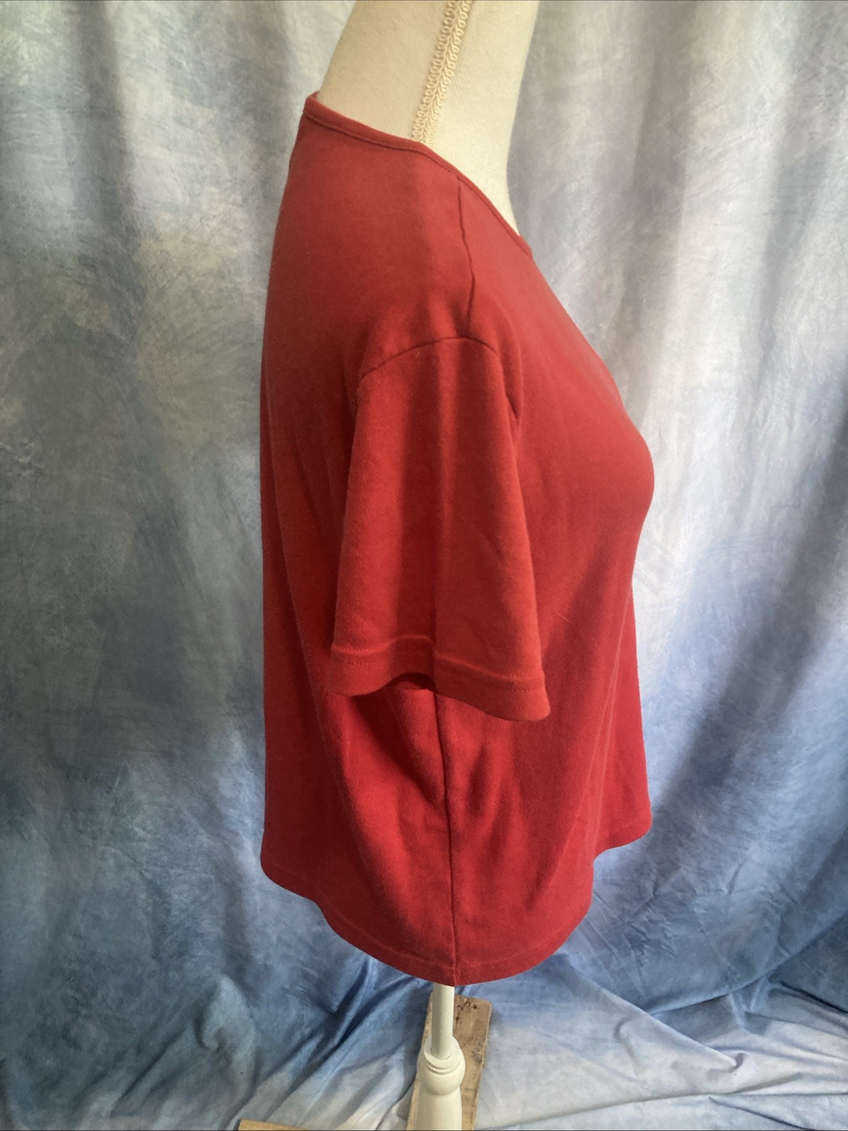 Vtg 90s Y2K Basic Editions Red Blank T Shirt Small Cotton Blend Plain Tee GUC