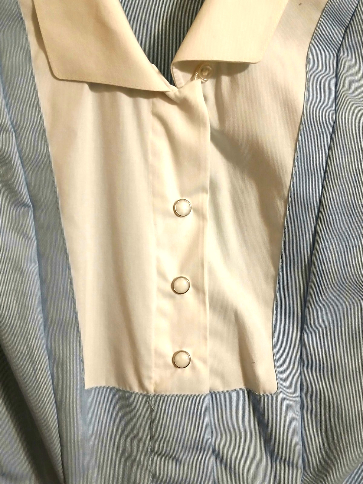 Vintage 1950&rsquo;s-1960 Nurse Uniform Dres Blue & White stripe 24&Prime; waist 34&Prime; Length