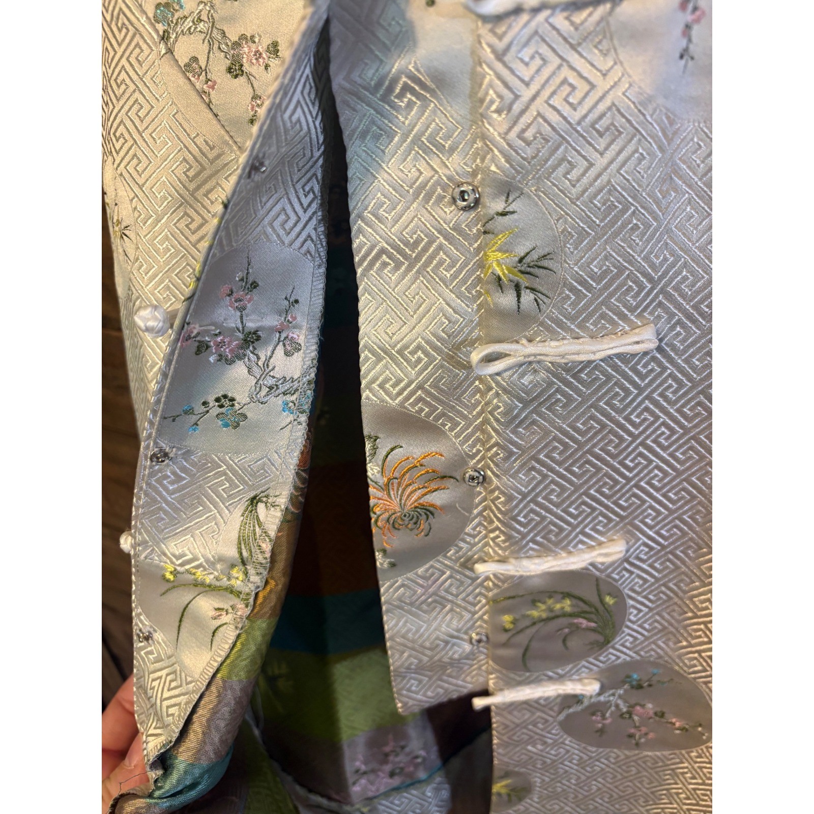 Vintage Handmade Asian Brocade Mandarin Collar Vest – Women&rsquo;s Small