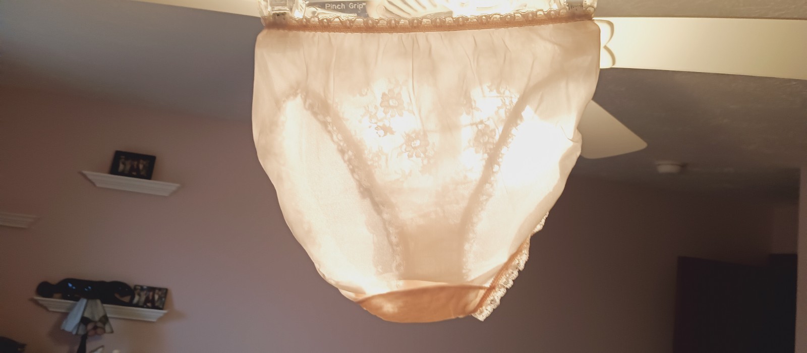 VIVE la DIFFERENCE VINTAGE PANTIES sz 6 HI-CUT L BEIGE SATIN w-LACE NWT #17-16