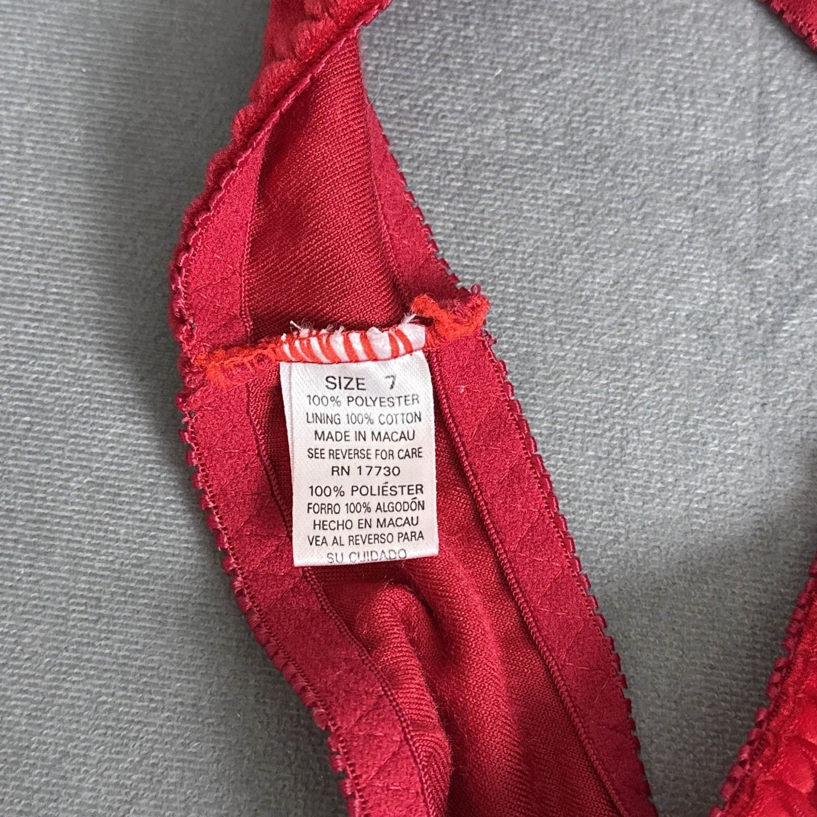 Vintage Red Velvet Thong Panties Size 7 Large NOS Hong Kong High Cut Lingerie