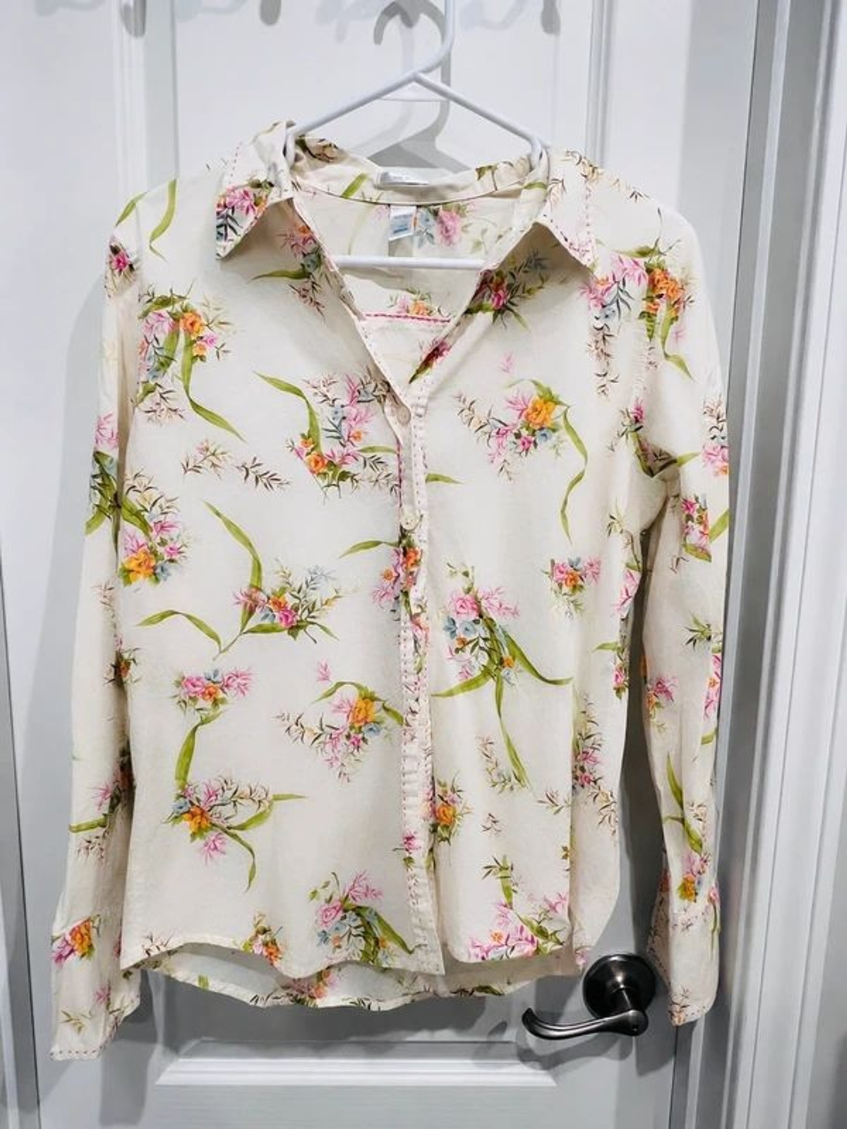 Old Navy Easy Fit Women’s Large Floral Button Front Long Sleeve Blouse