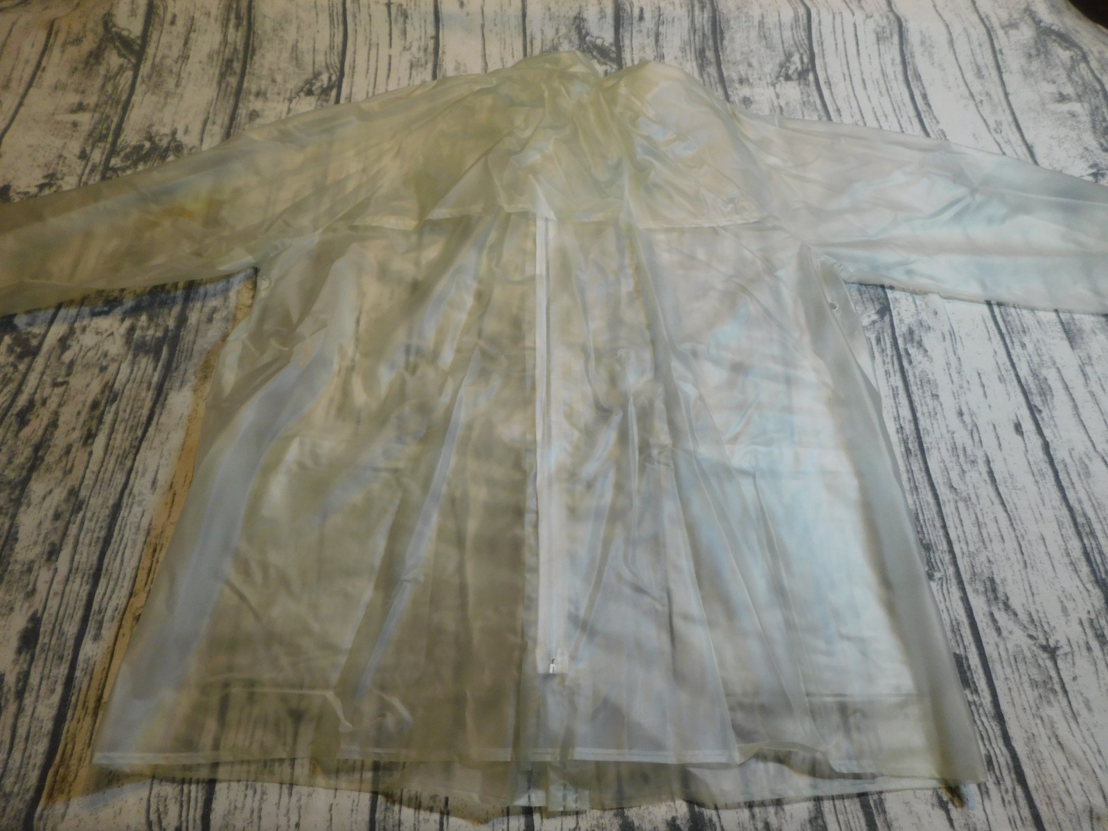 VTG CLEAR RAIN JACKET 60&rsquo;s 70&rsquo;s ZIP POCKETS SPORTS TRANSPARENT MENS WOMENS sz S