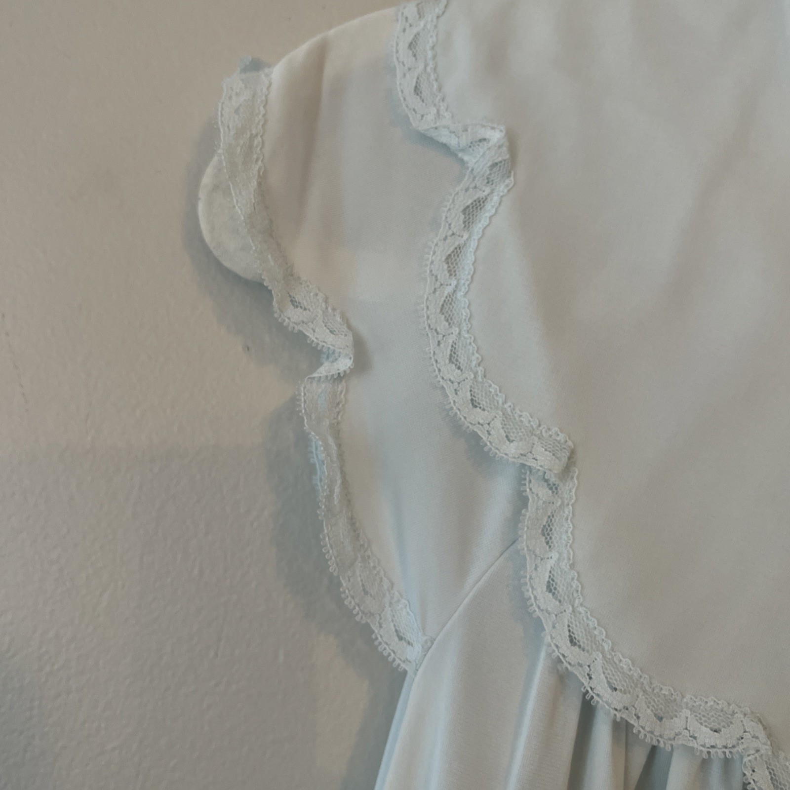Vintage Shadowline Nightgown Robe Set Baby Blue Peter Pan Collar Medium Lace