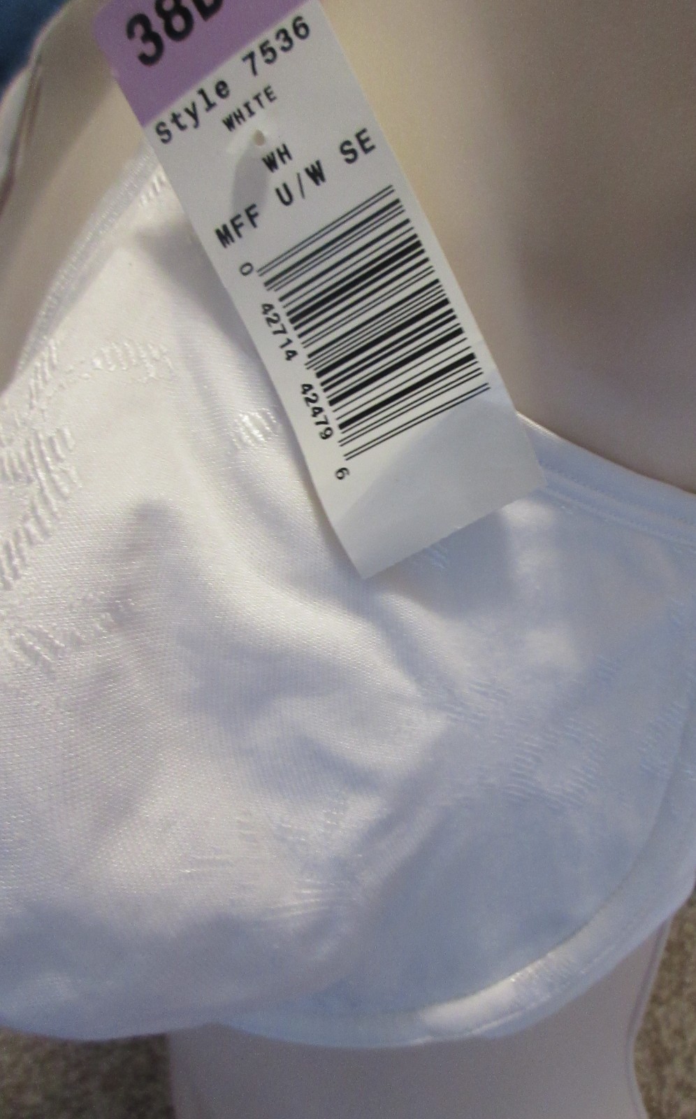NWT vintage PLAYTEX style 7536 WHITE COTTONY LINING UW bra sz 38 DD disc