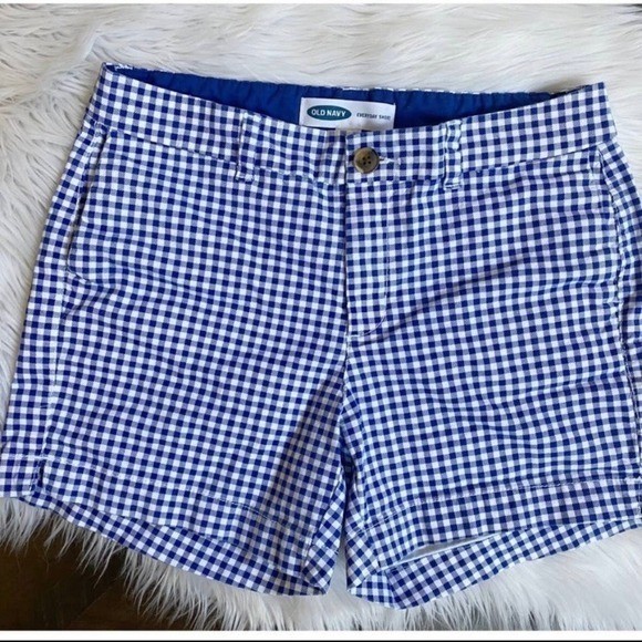 Old Navy Blue & White Patriotic Everyday Gingham Shorts – 6 EUC