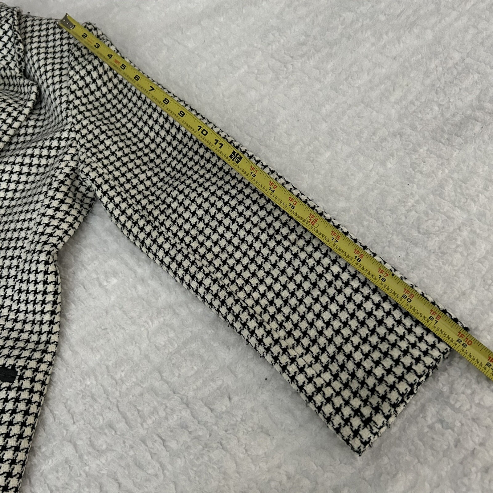 Houndstooth Black & White Blazer Jacket Vintage Joan Leslie 14 Petite