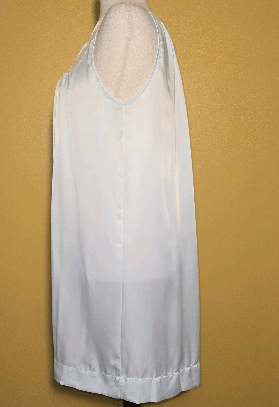 Vintage Barbizon Laurel Nightgown Small Blue Lace Trim Floral Satin De Lys Nylon