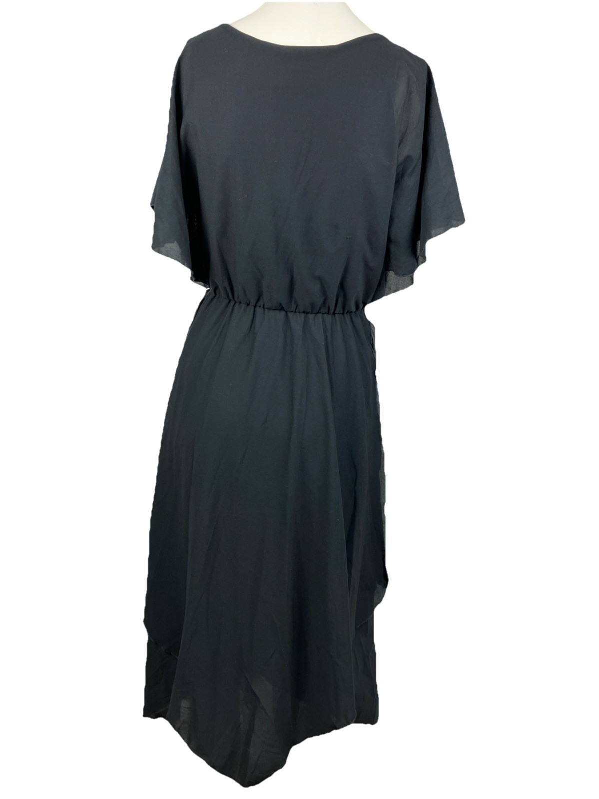 Vintage 70s Young Edwardian Vampire Stevie Gypsy Butterfly Flutter Sleeve Dress