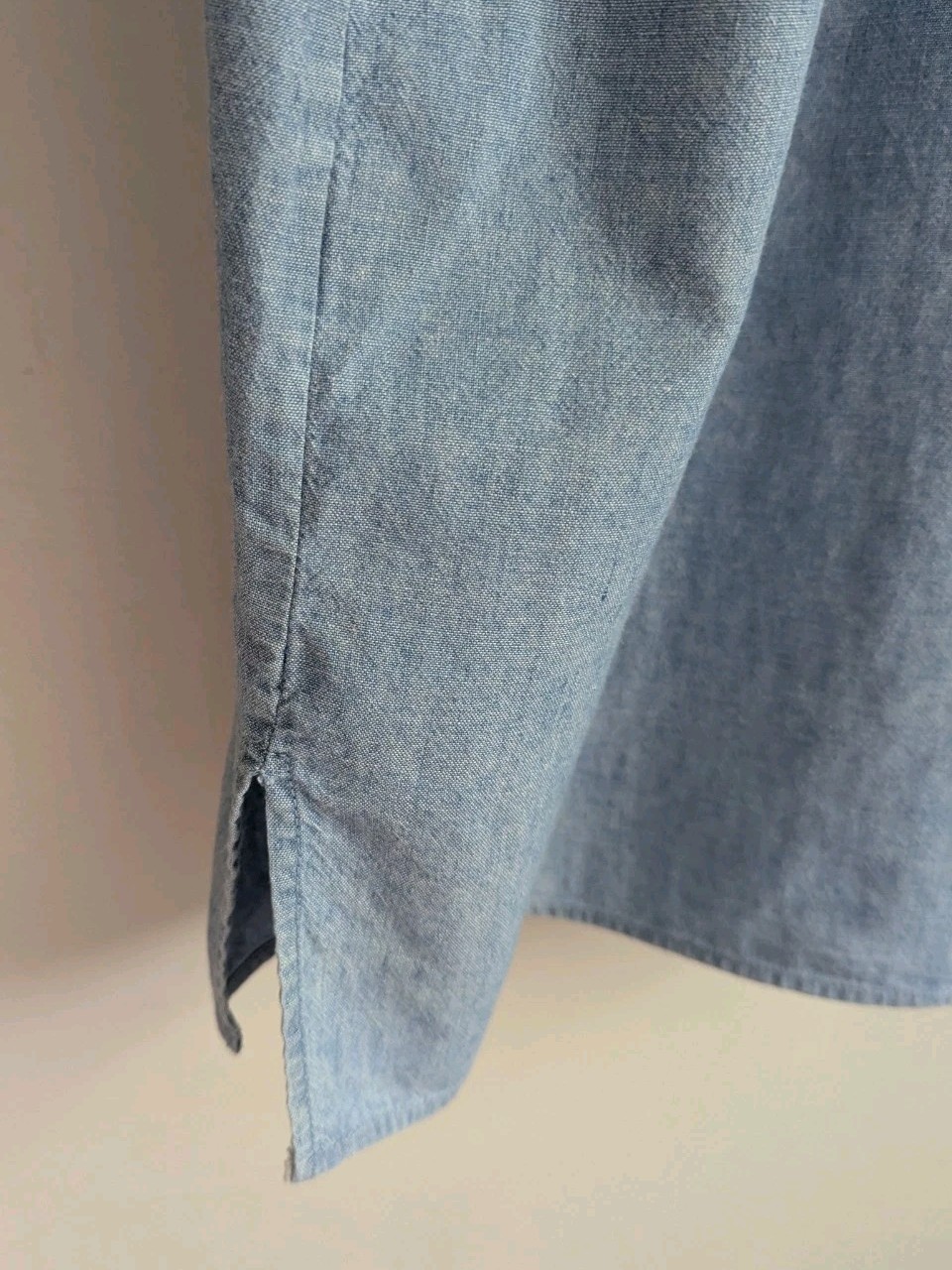 90s Womens Blue Chambray Shirt Aztec Tribal Boho 16P Western Cowgirl Button Up