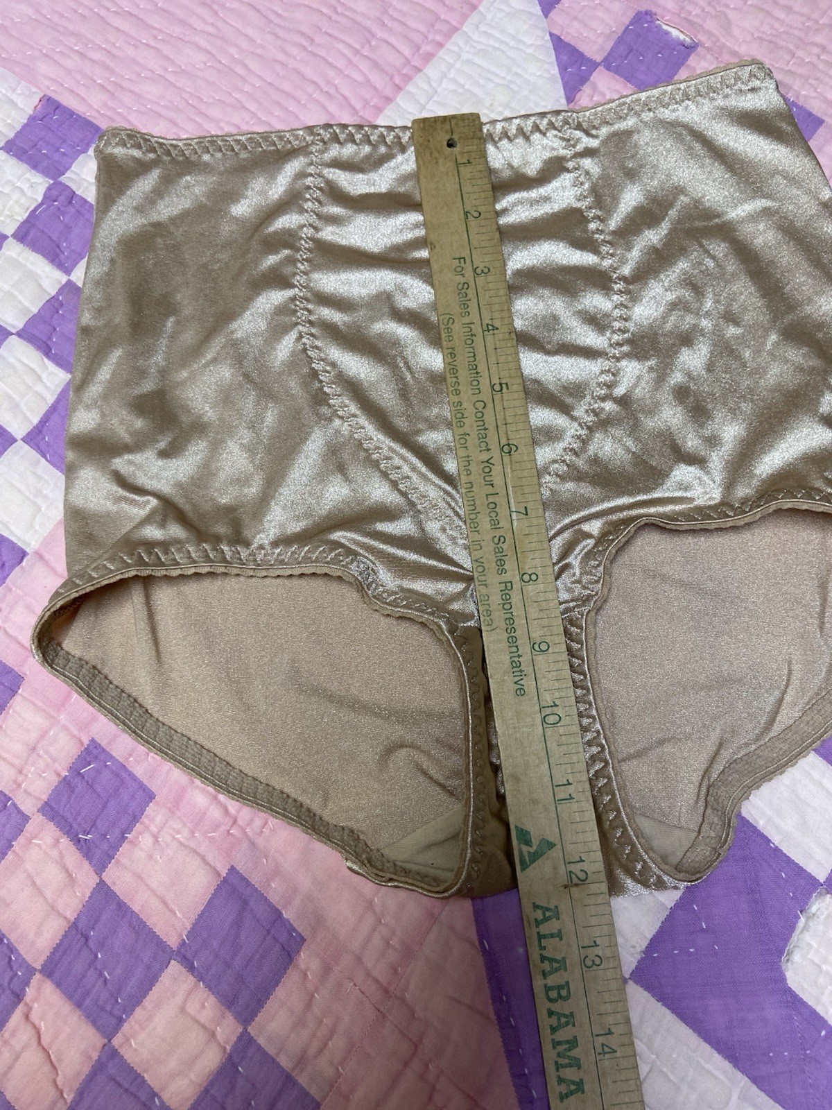 Vtg. Cupid Brief Light Support Shiny Stretch Beige Size L Granny Sissy Panty