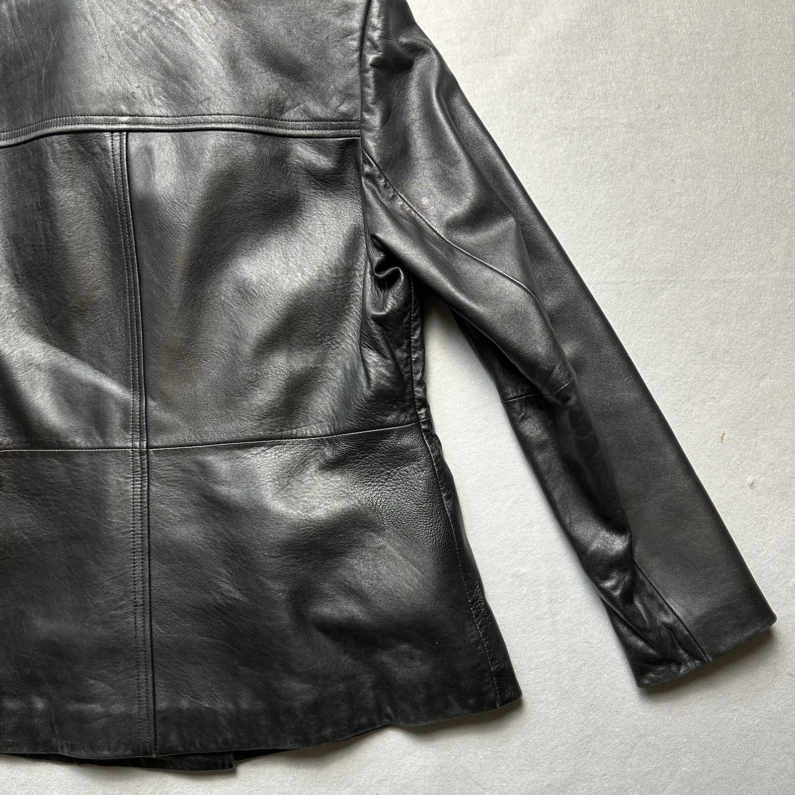 Y2K Preston & York Leather Jacket Detachable Fox Fur Collar Sz M Coat Lambskin