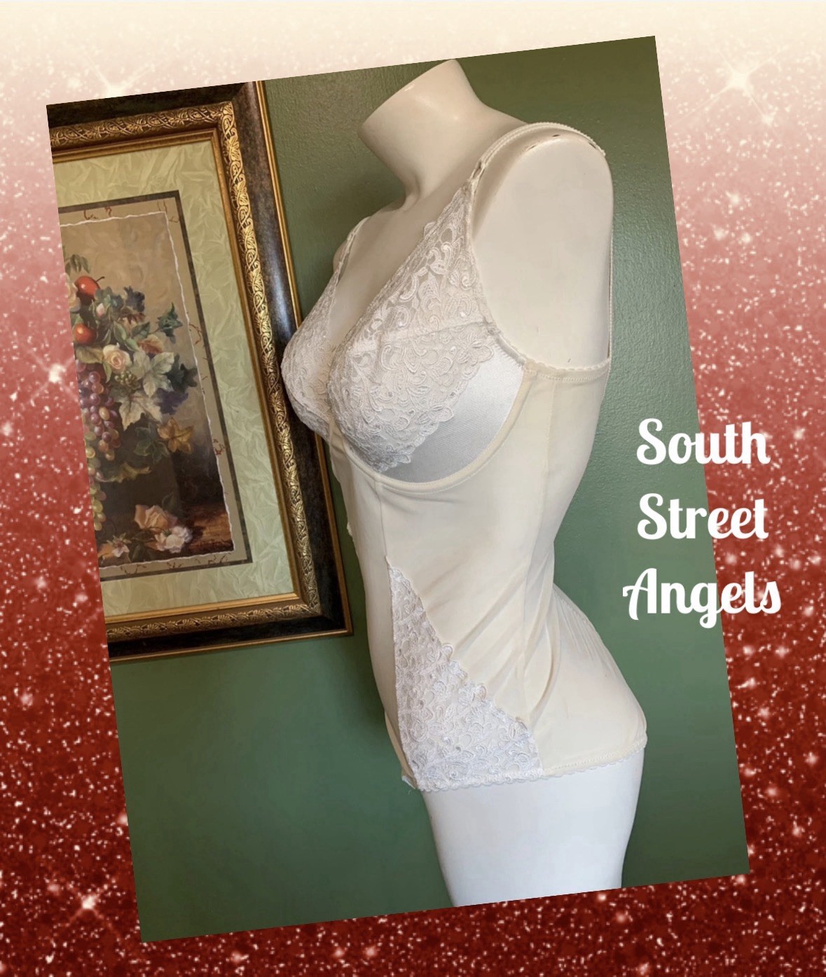 VINTAGE WACOAL 80109 ~ IVORY ~ TAPESTRY FIRM SHAPER BODYSUIT w UNDERWIRE ~ 34DD
