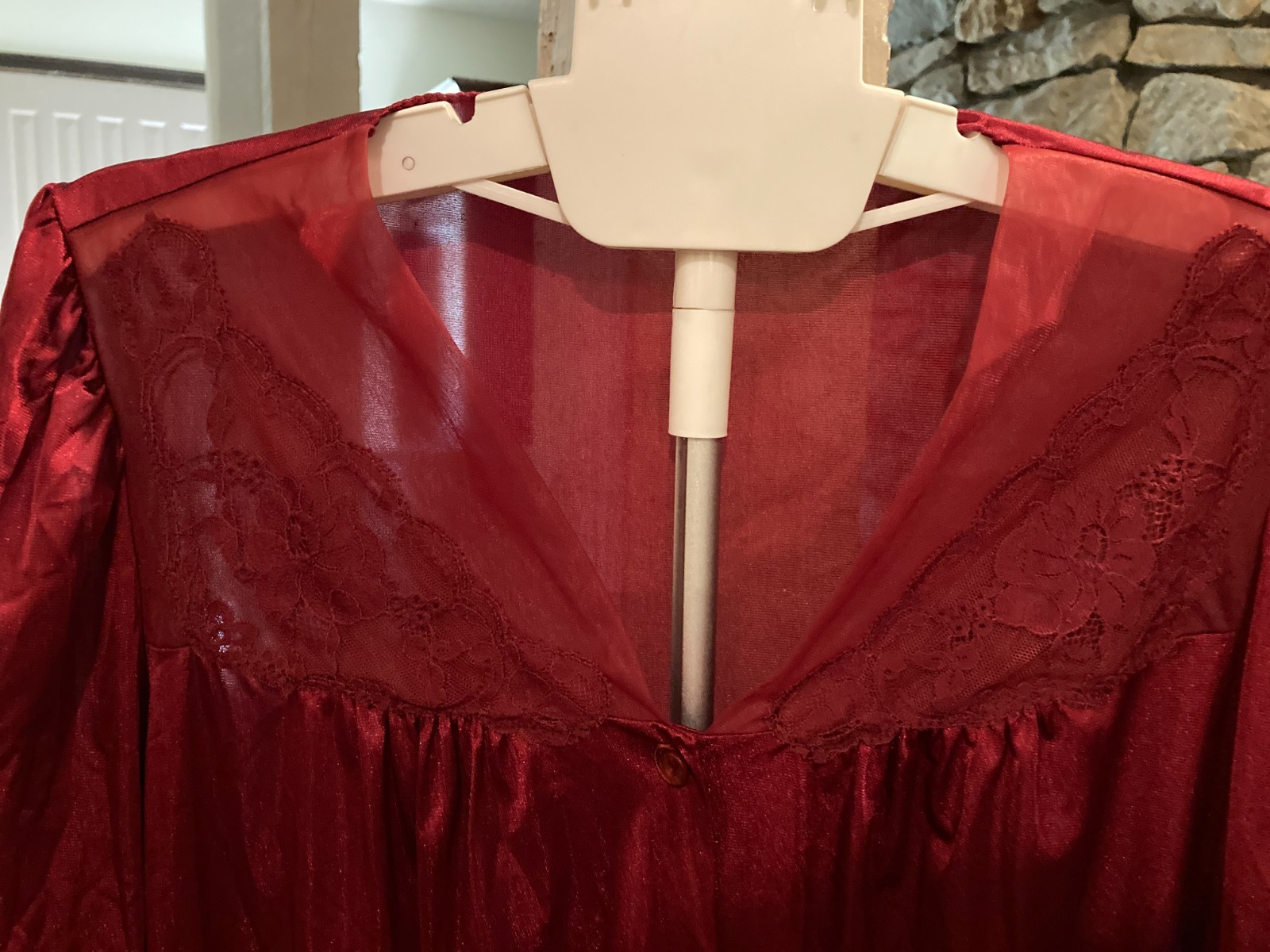 Lorraine 100% Nylon Button-down Nightgown Robe Large Knee Length USA Made VTG