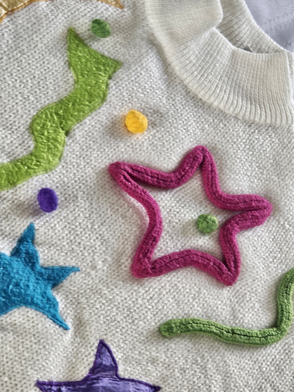 Vintage 1980s / 90s Women M Sweater 3D Gitano Moon and Stars See Description
