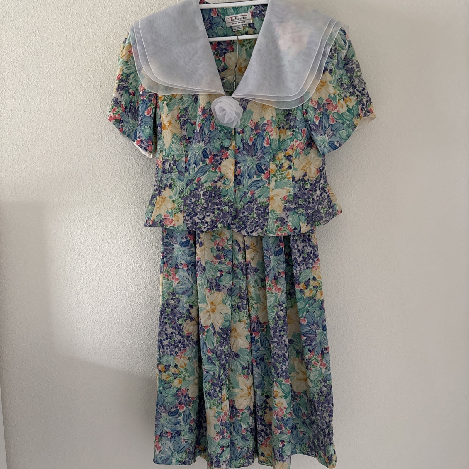 Vintage Talbots Joan Leslie Silk Skirt And Jacket Floral Set Size 14 Grandma