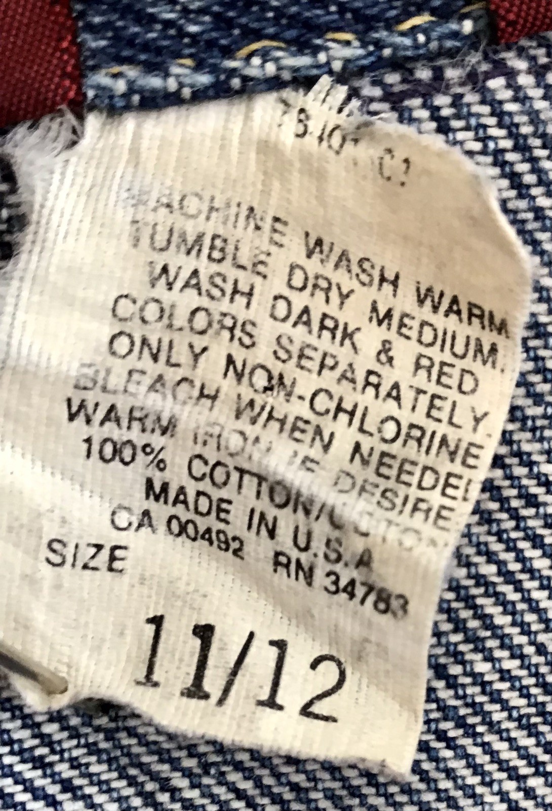 EUC Vintage 80s Ms Lee Oversized 11/12 100% Cotton Denim Jean Trucker Jacket A13