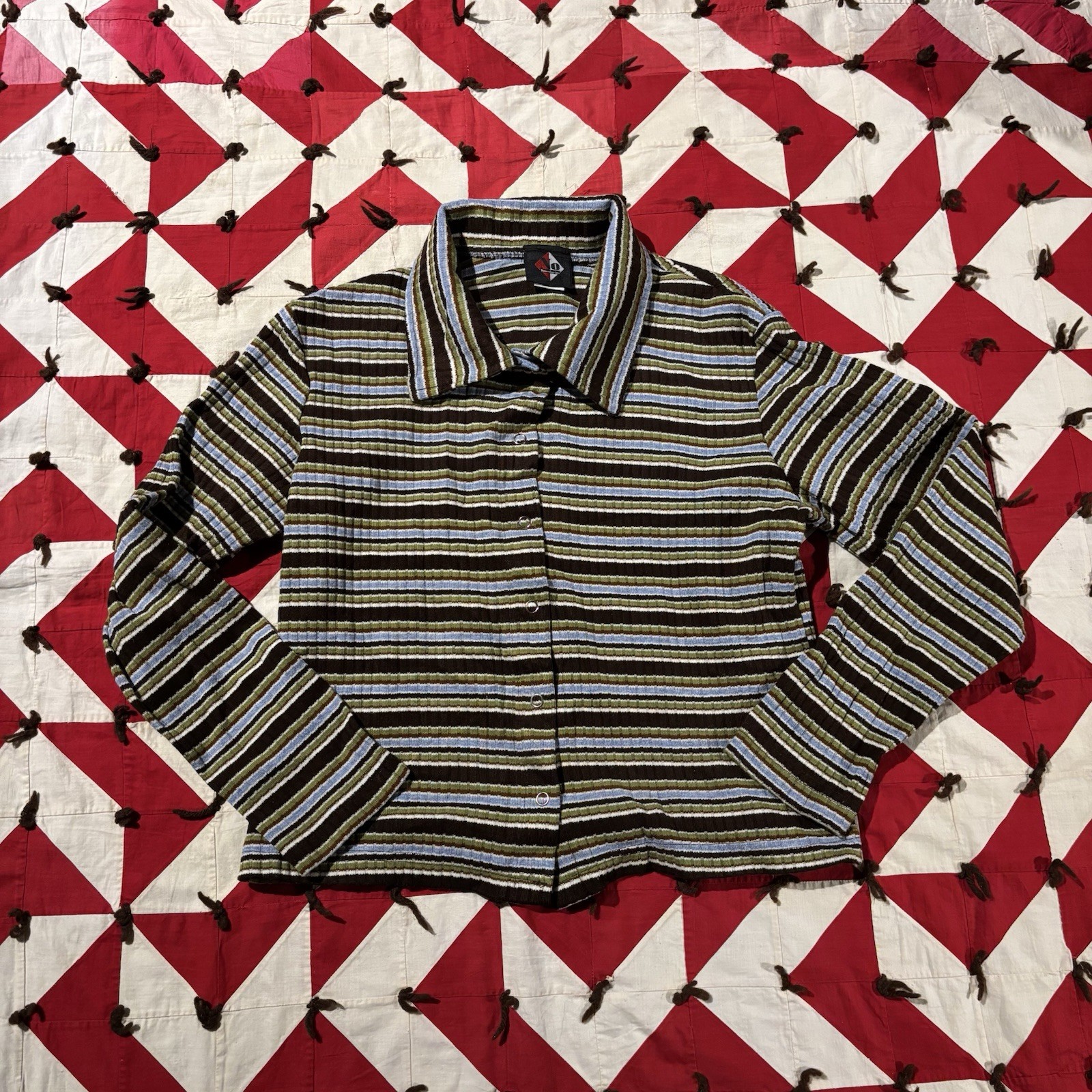 Vintage Y2K No Boundaries Long Sleeve Top Women’s Striped Used 90s