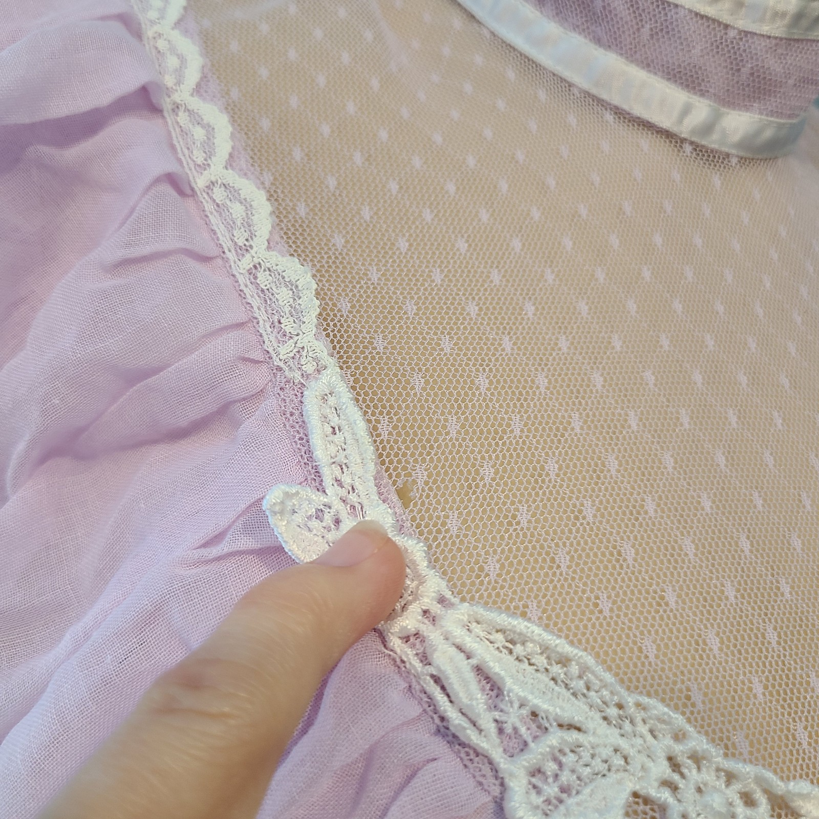 Vtg 70s Prairie Victorian Maxi Dress Sz Small Lavender Lace Flare Sleeve Fairy