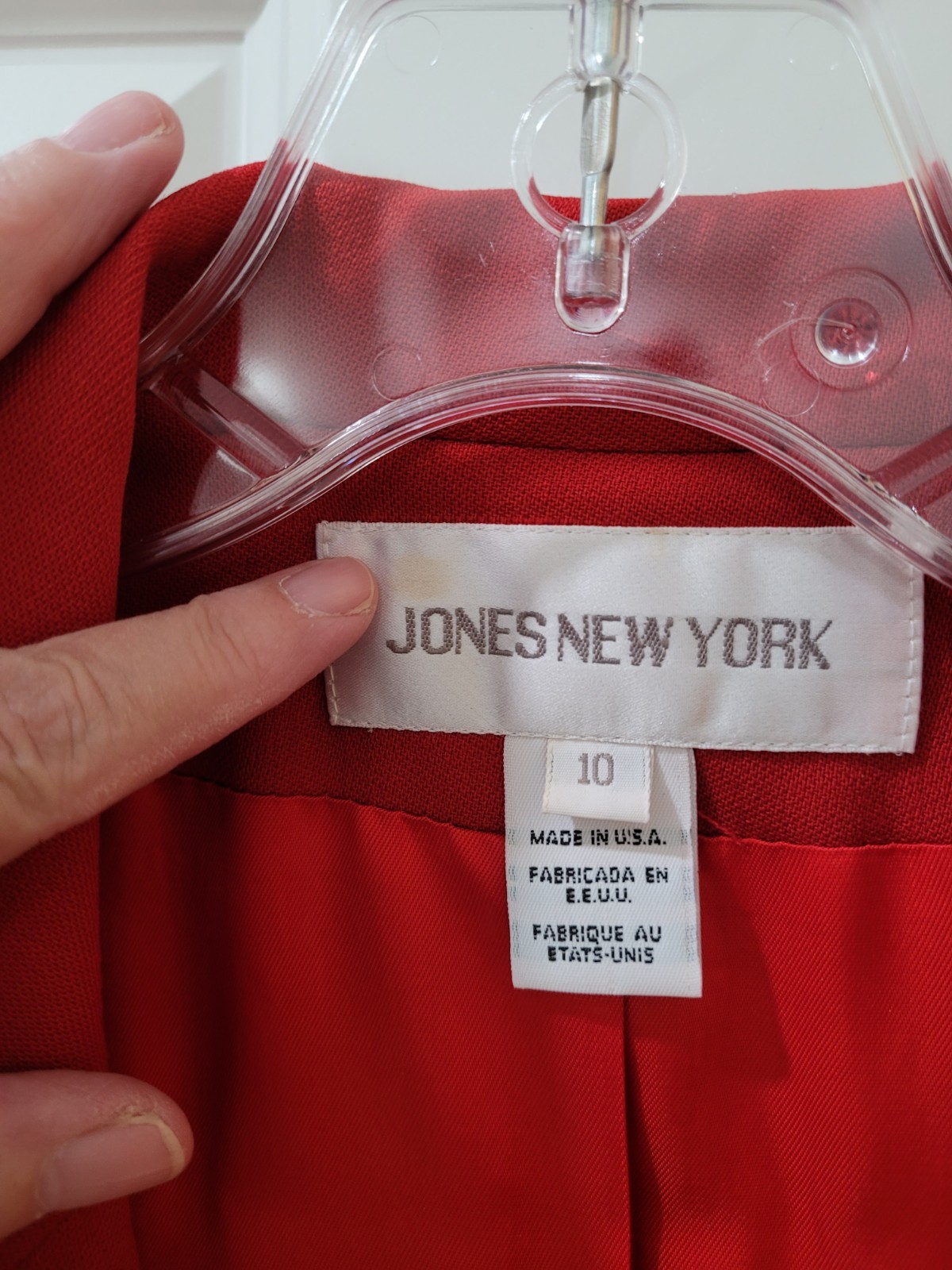 Vintage Jones New York Red 100% Wool Blazer Jacket Sz 10 See Description
