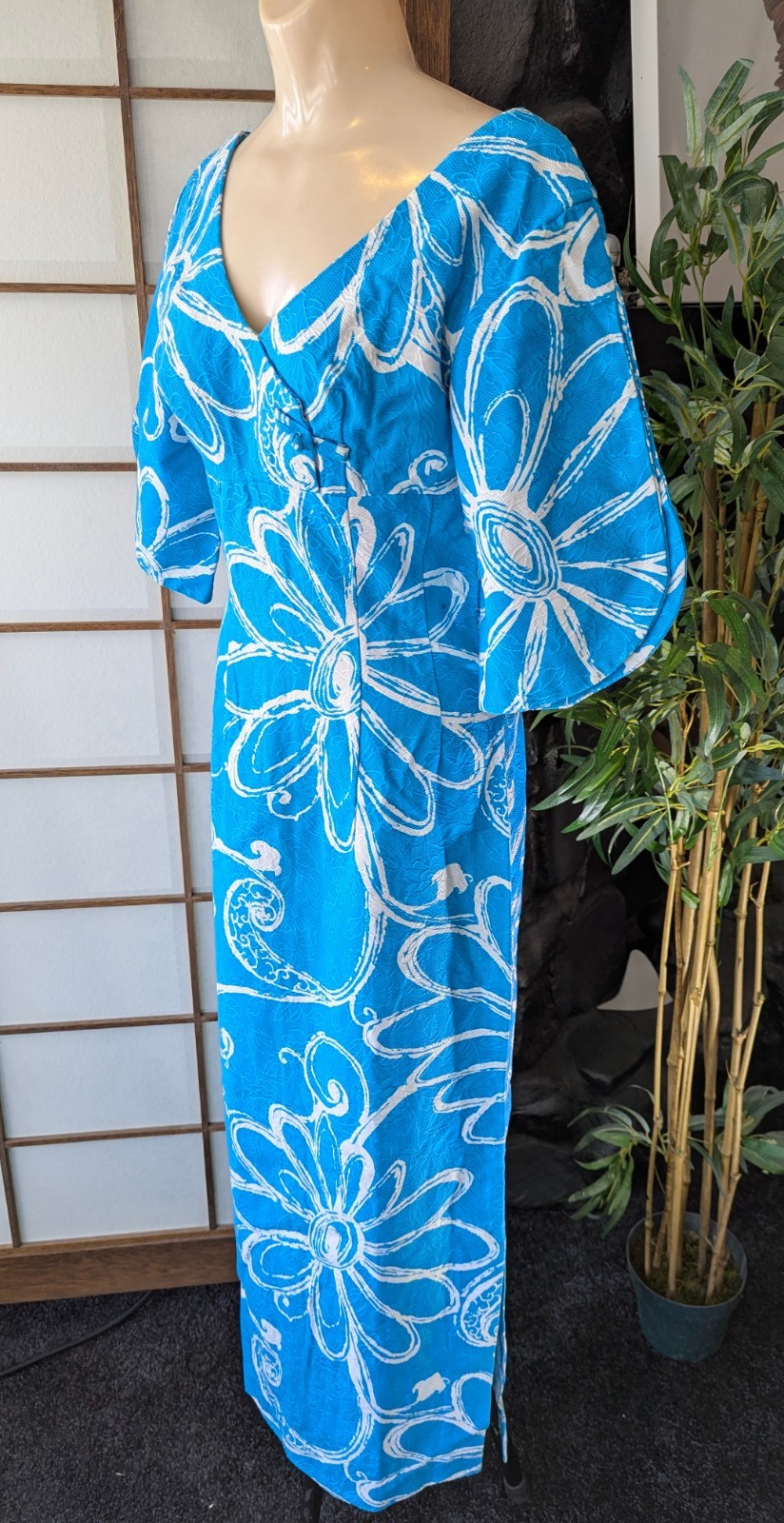 Vtg 60s MCINERNY By SYDNEY Honolulu Traditional Floral Maxi Dress Sz Modern Sz S