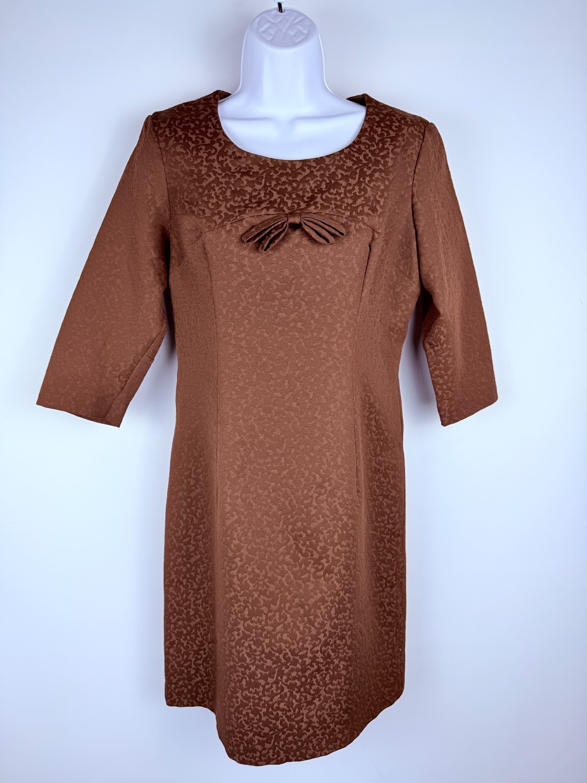 Vintage 1960s brown brocade wiggle dress Coronet W Germany – small