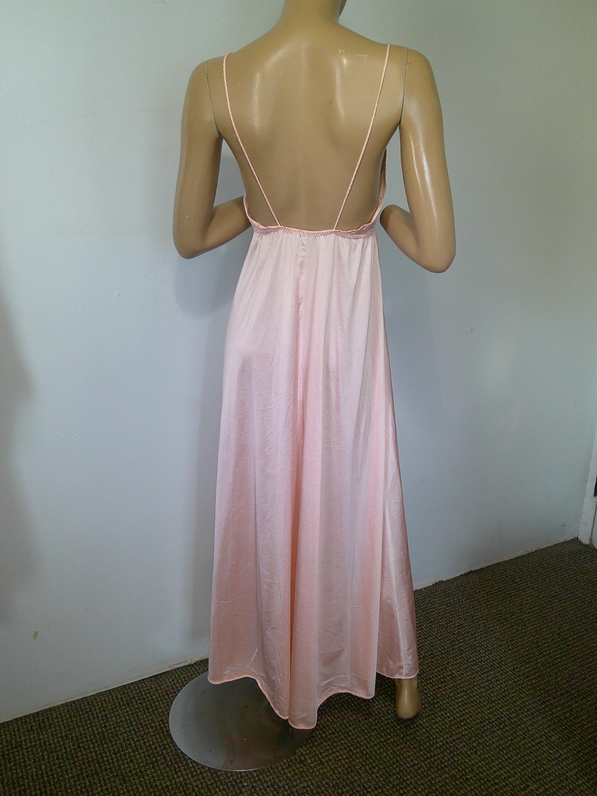 Vtg Monika Tilley Vassarette Peach Silky Nylon & Lace Full Sweep Lng Nightgown M