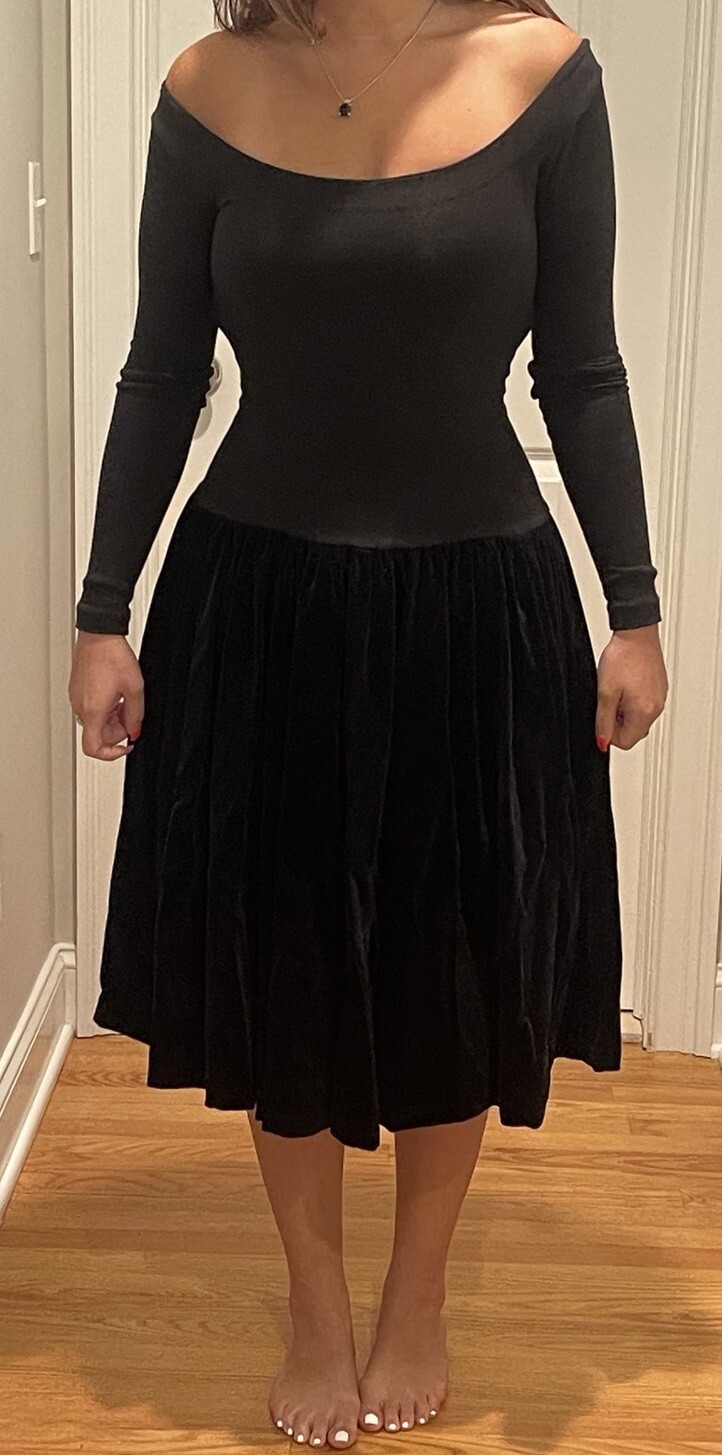 Betsey Johnson &rsquo;80 Punk Label Cut Out Back Drop Waist Velvet Skirt Dress 4/6 EVC