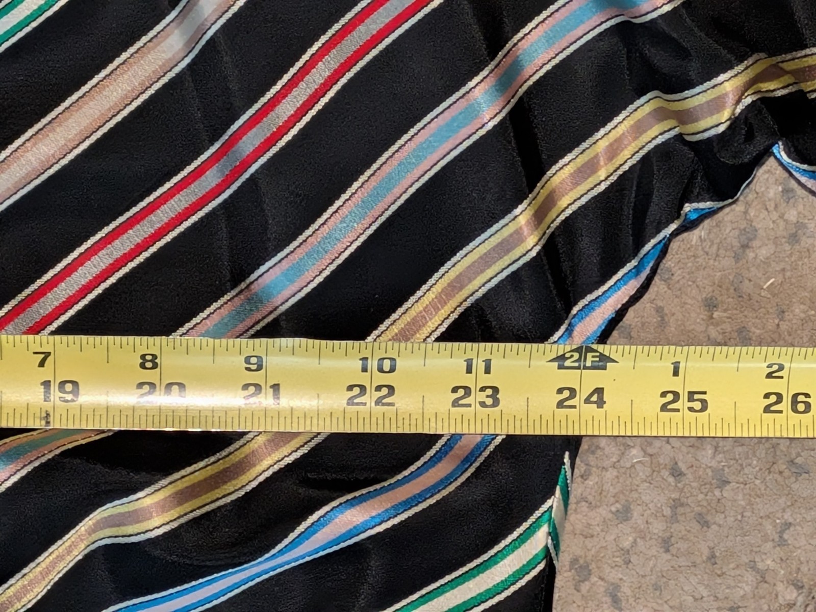 Vtg 1940s MAXAN Ribbon Stripe Multi-Colored Taffeta Hostess Dress Wrap Belt ~ S