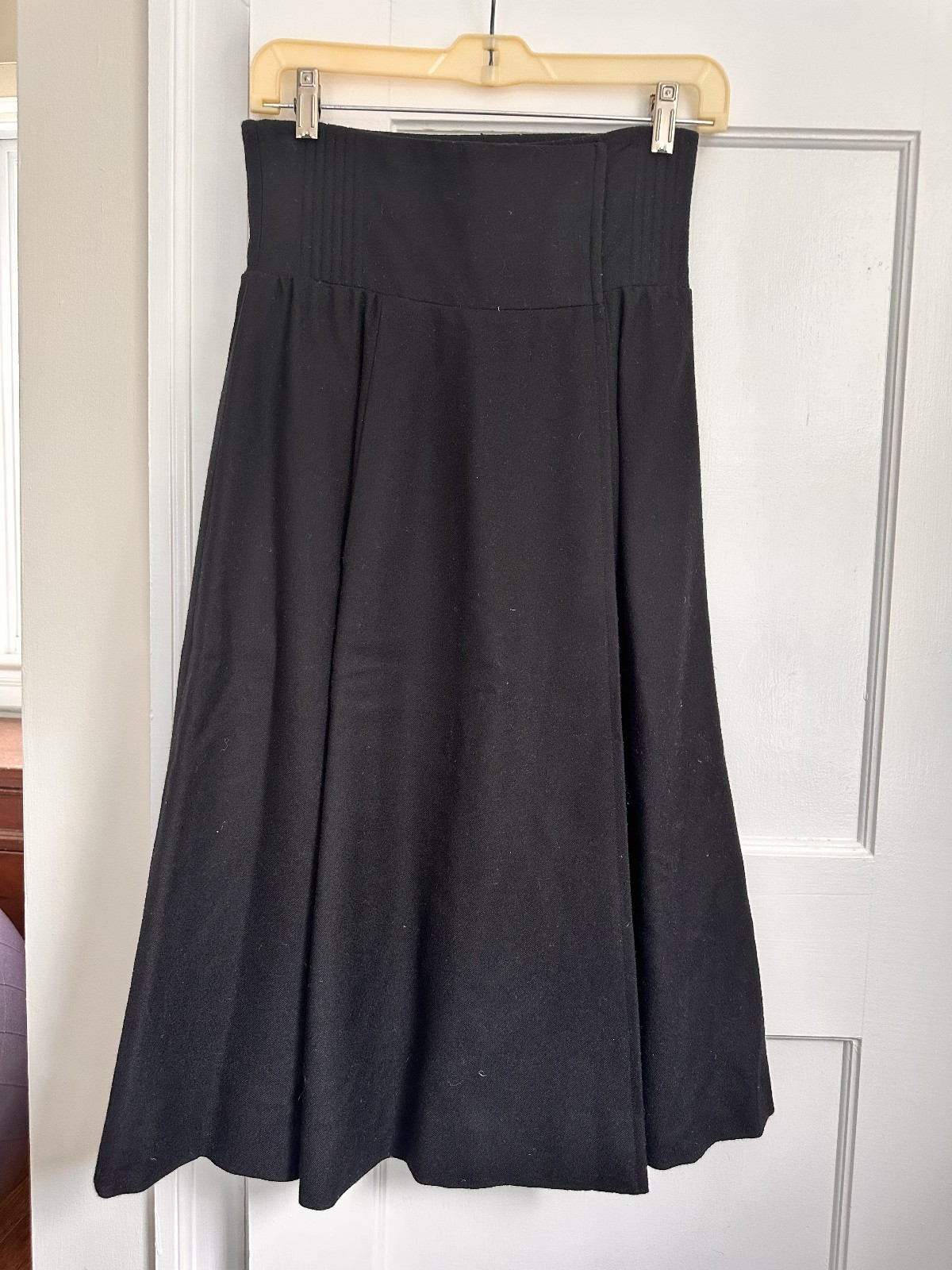 Vintage 1970s Chloe Black Wool High Waisted Skirt Saks Fifth Avenue France