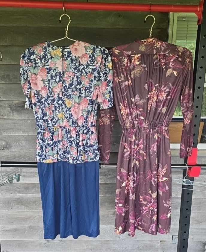 Vtg Lot of 2 Dresses 70s 80s Secretary Mod Poly Teacher