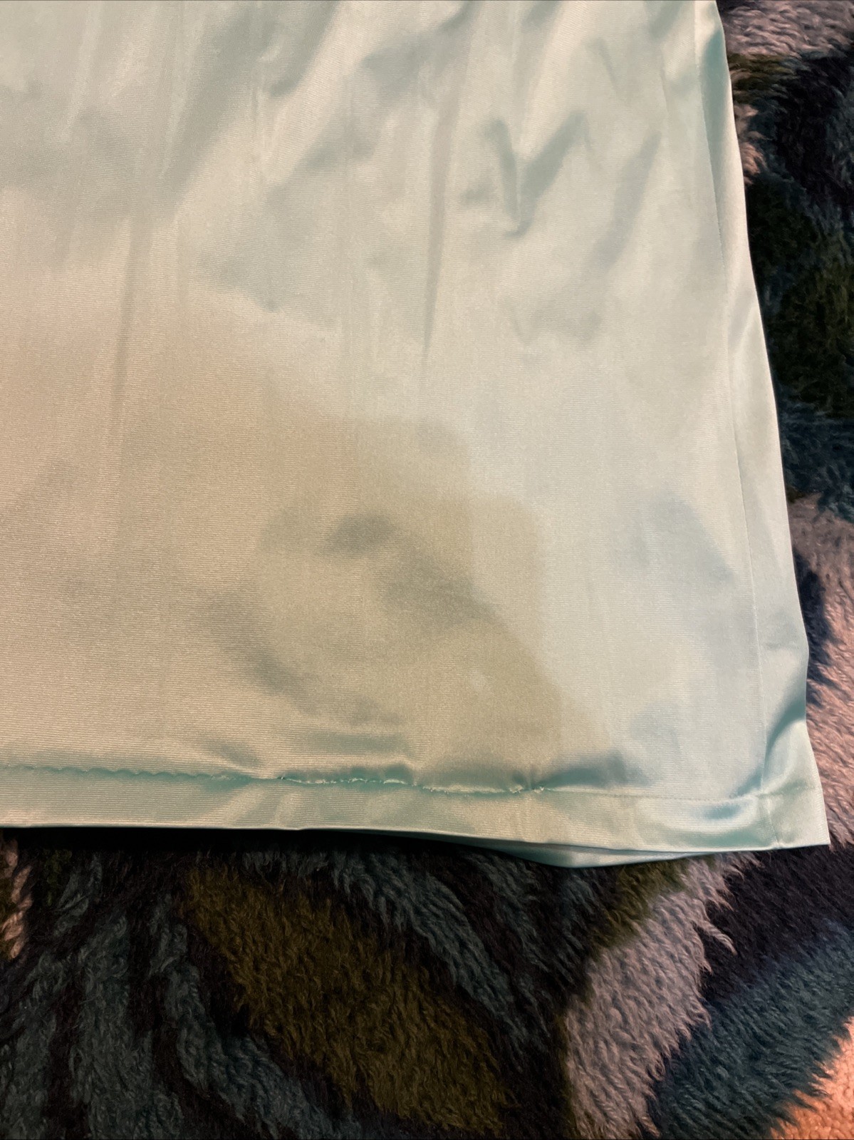 Vtg JC Penney MG Art Deco Silky Nylon Blue Slip Dress Nightgown Small USA **read