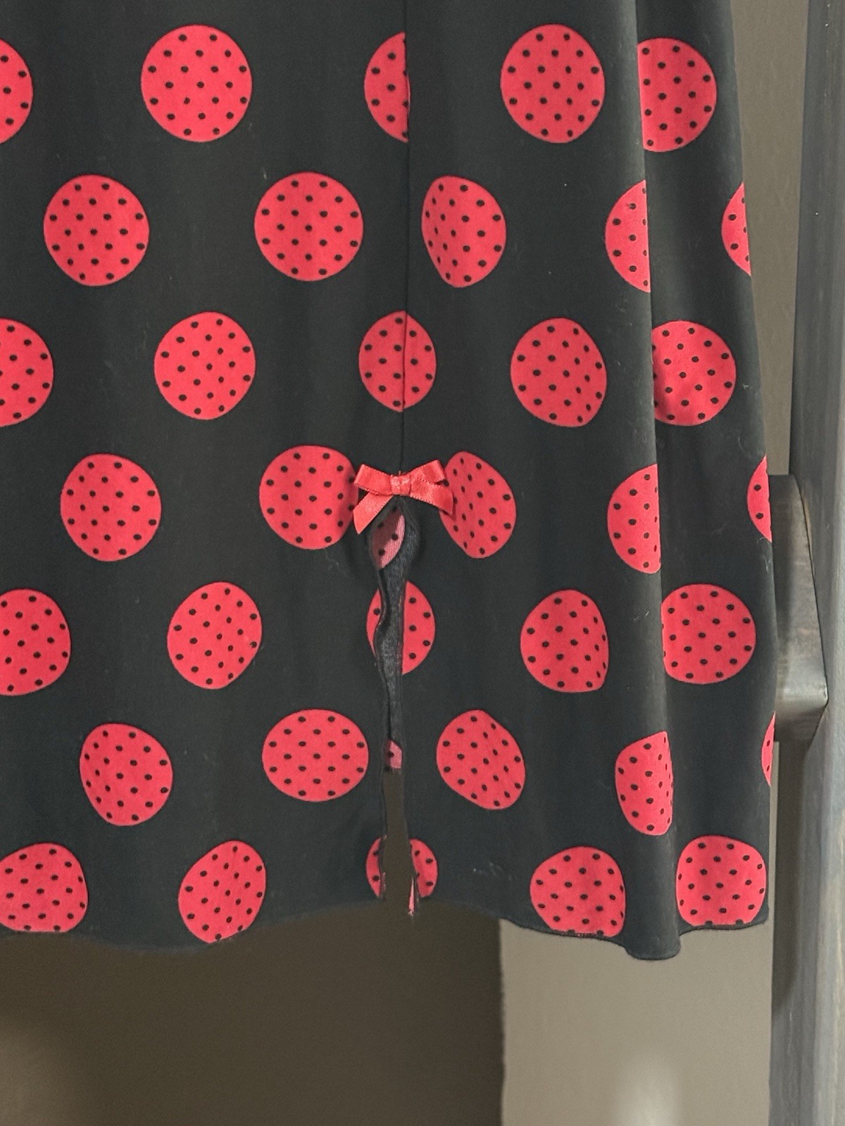 Vintage Studio Donatella Black Red Polka Dots Nightgown Women’s Size XL