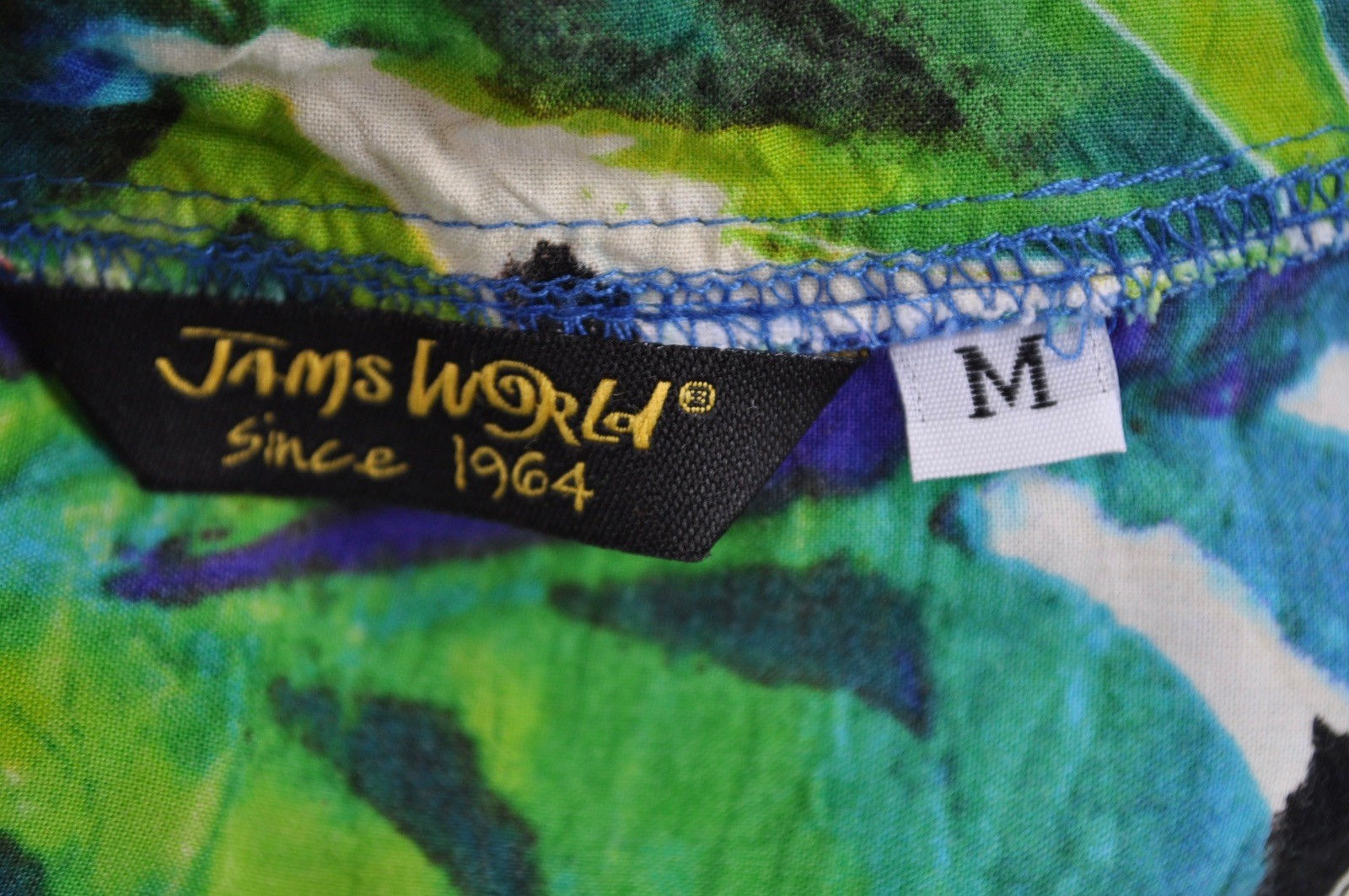 Vintage Jams World Tunic Blouse Womens Medium Multicolor Tropical Floral Rayon