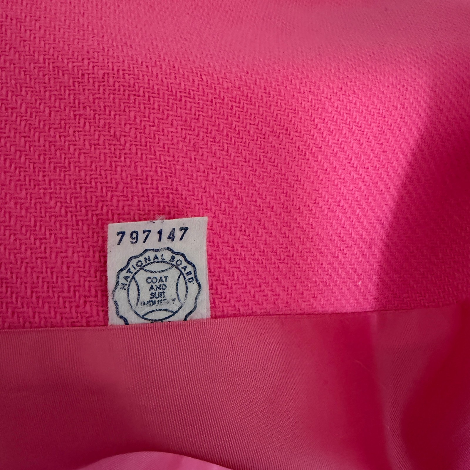 Vintage 1960s Mod Swing Jacket Hot Pink Chevron Twill ILGWU Union Made Coat Sz S