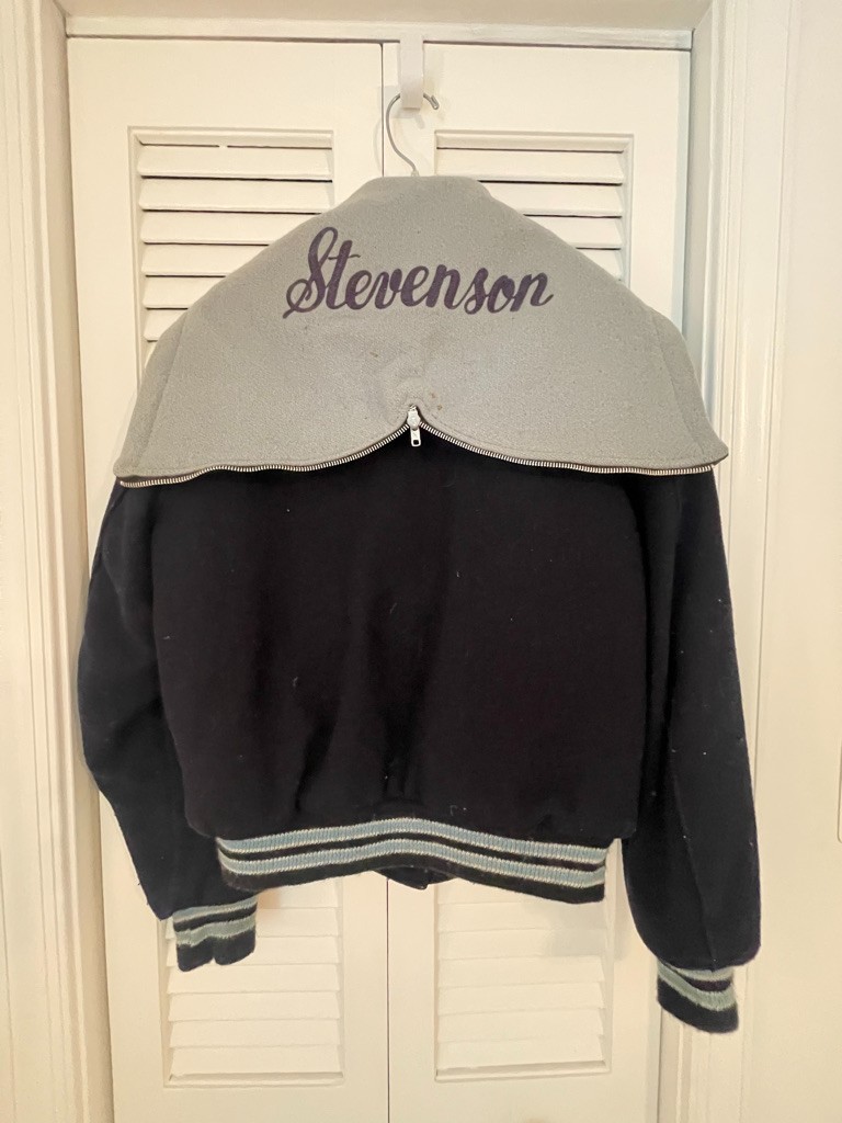 1985 Vintage Dark & Light Blue Wool Varsity Jacket Woman&rsquo;s SMALL